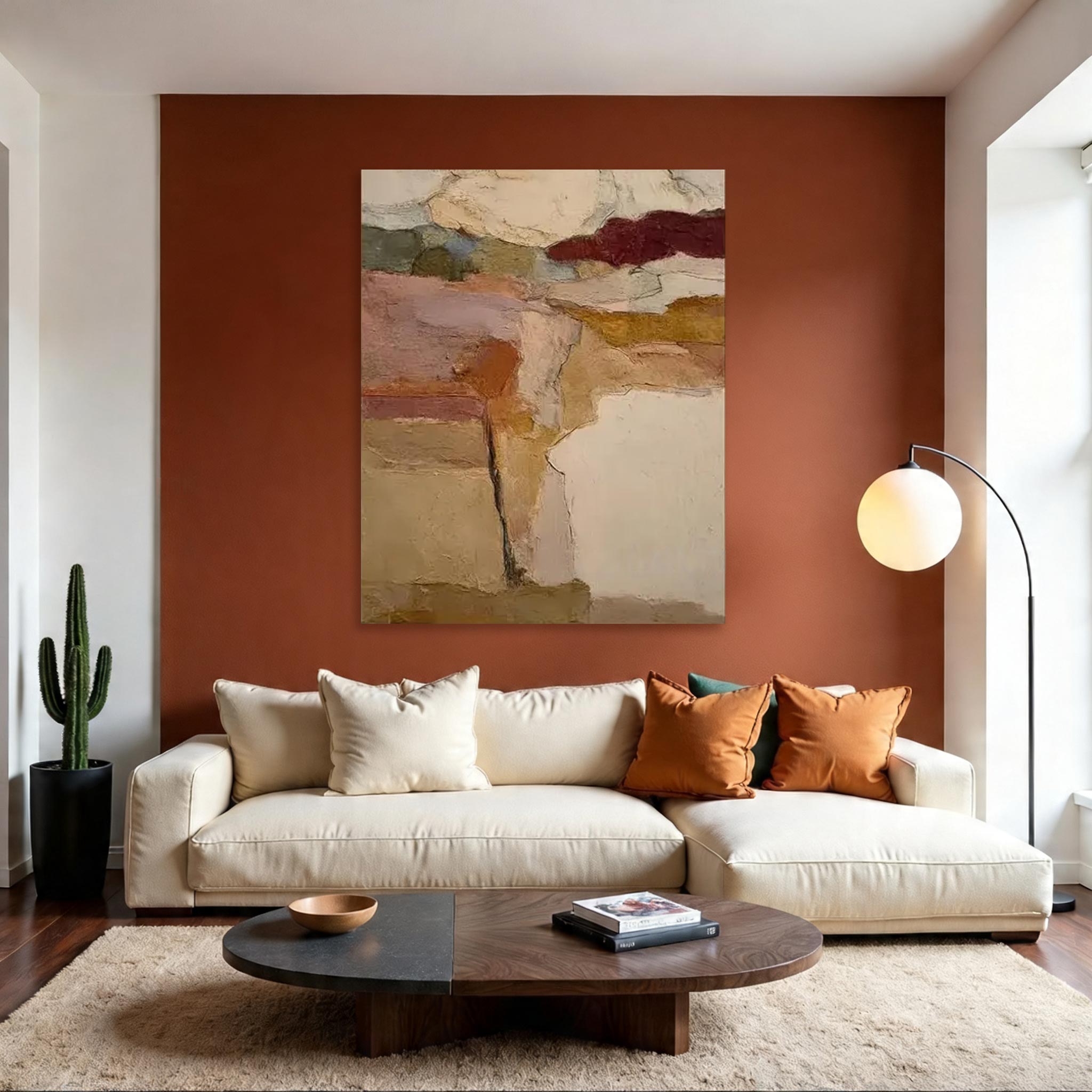 Large Abstract Textured Wall Art — Earth Tone Canvas Painting #CP031
