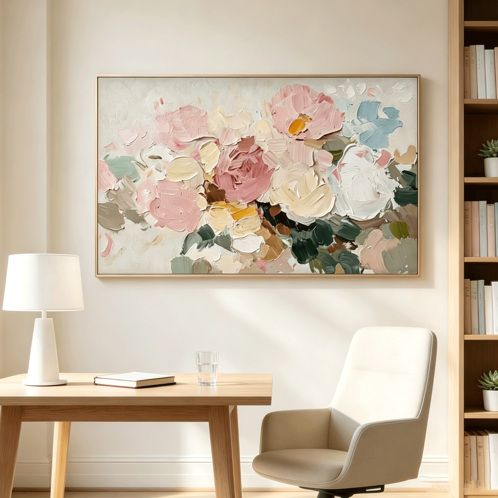 Textured Blush Floral Wall Art #FL076