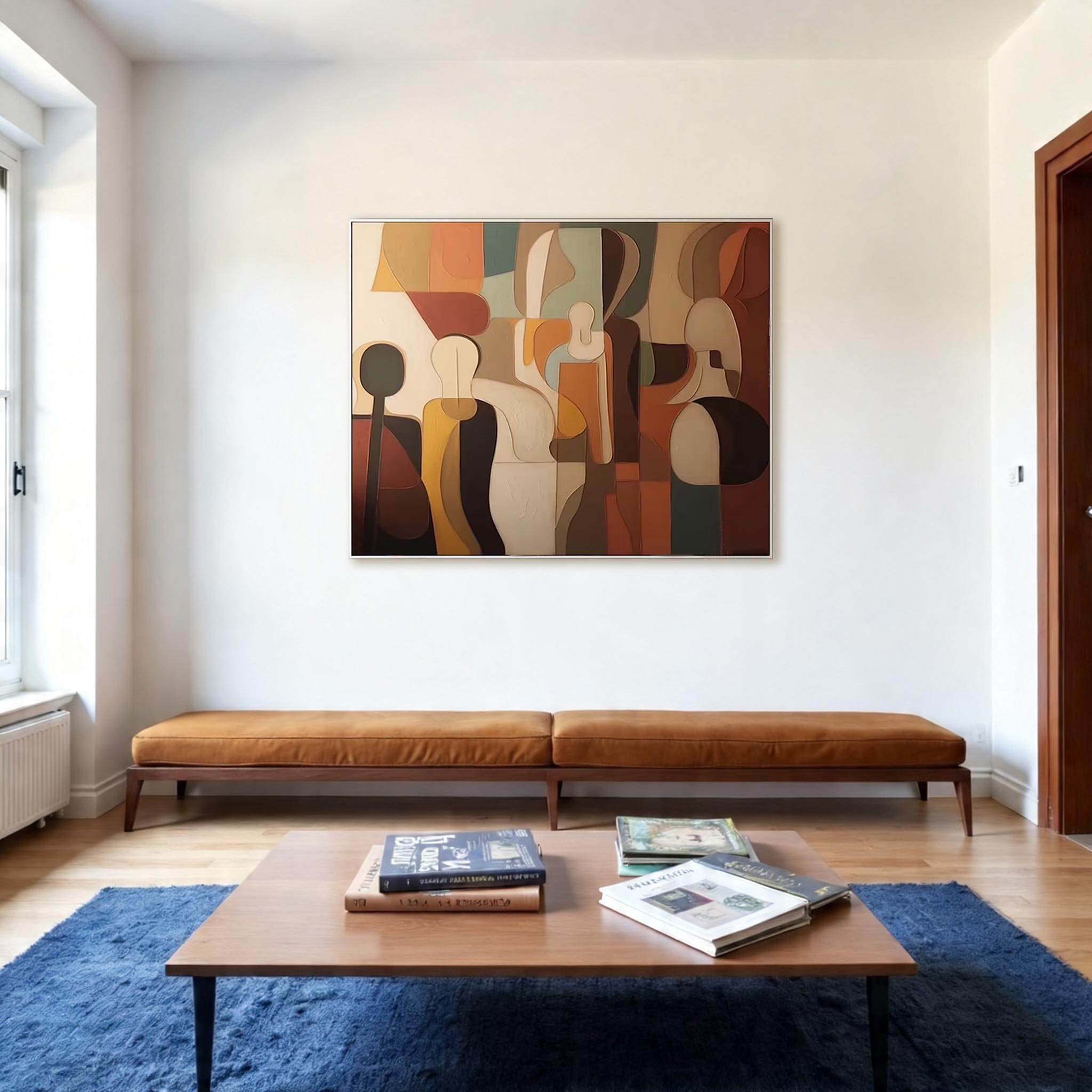 Abstract Figure Wall Art – Modern Geometric Canvas Painting #CP029