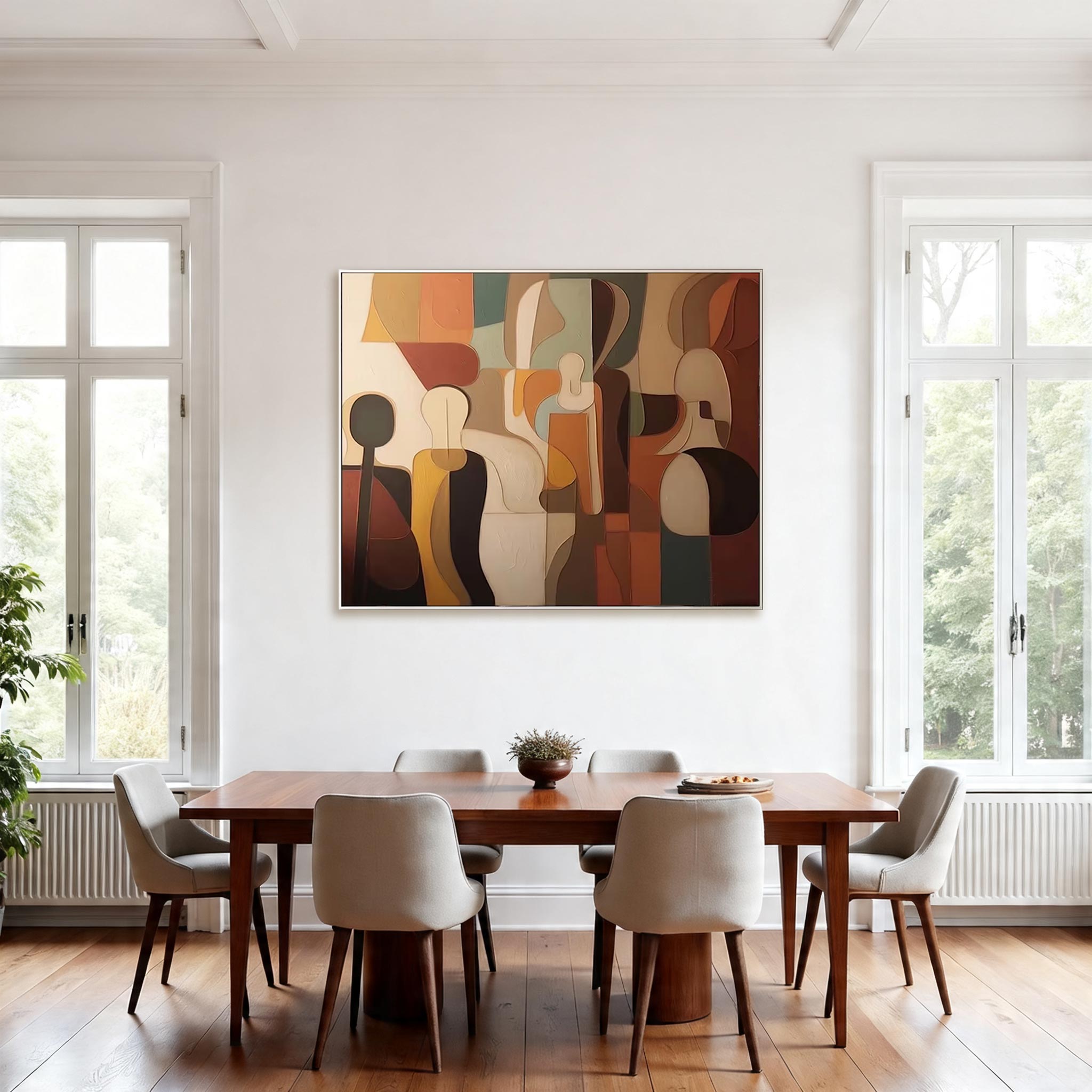 Abstract Figure Wall Art – Modern Geometric Canvas Painting #CP029