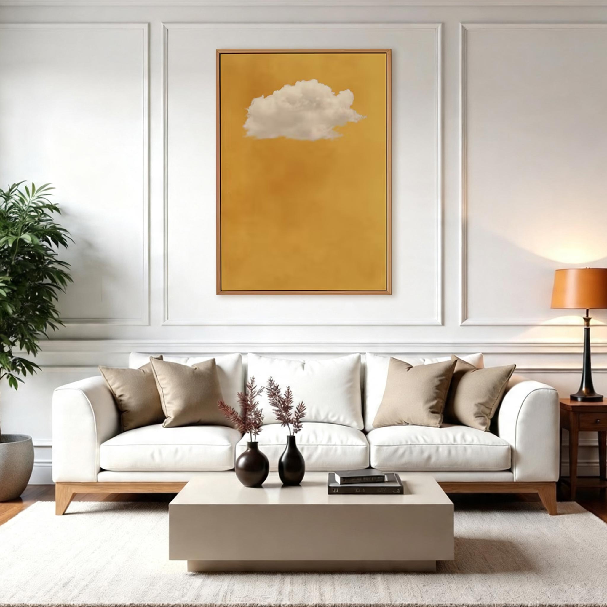 Golden Sky Cloud Canvas Wall Art — Minimalist Oil Painting #PP003