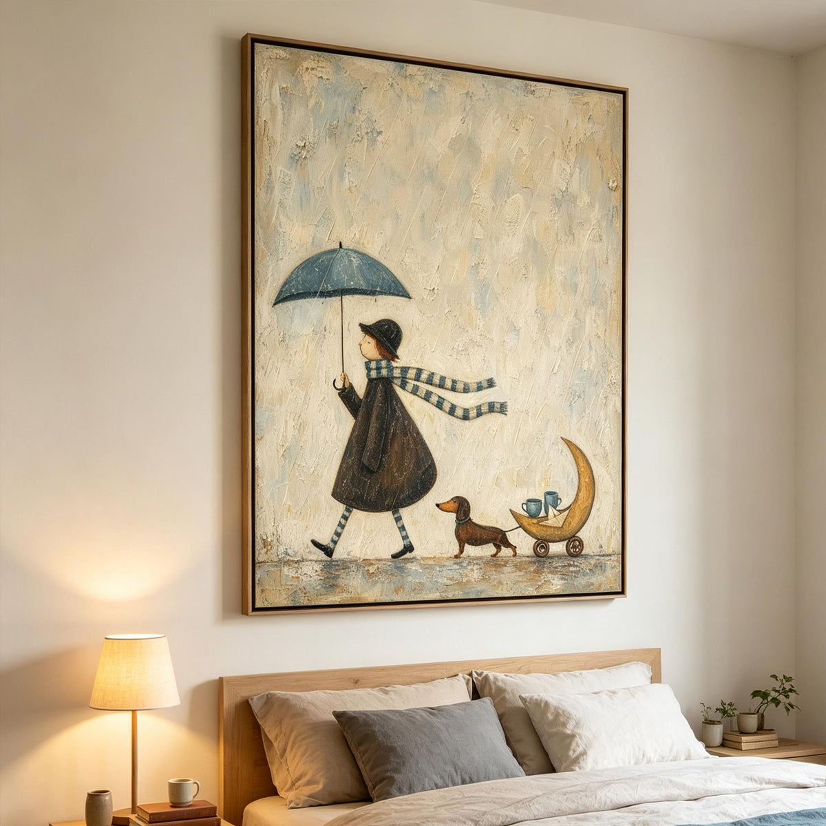 Moonlit Errand – Whimsical Storybook Figurative Painting #UP011