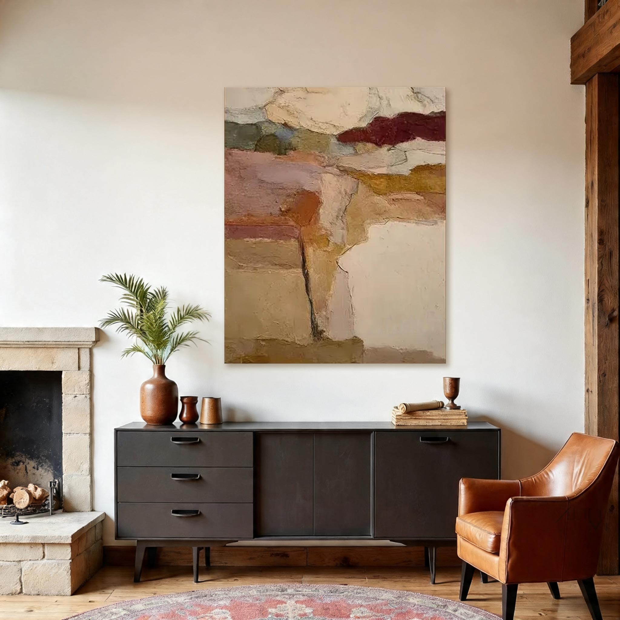 Large Abstract Textured Wall Art — Earth Tone Canvas Painting #CP031