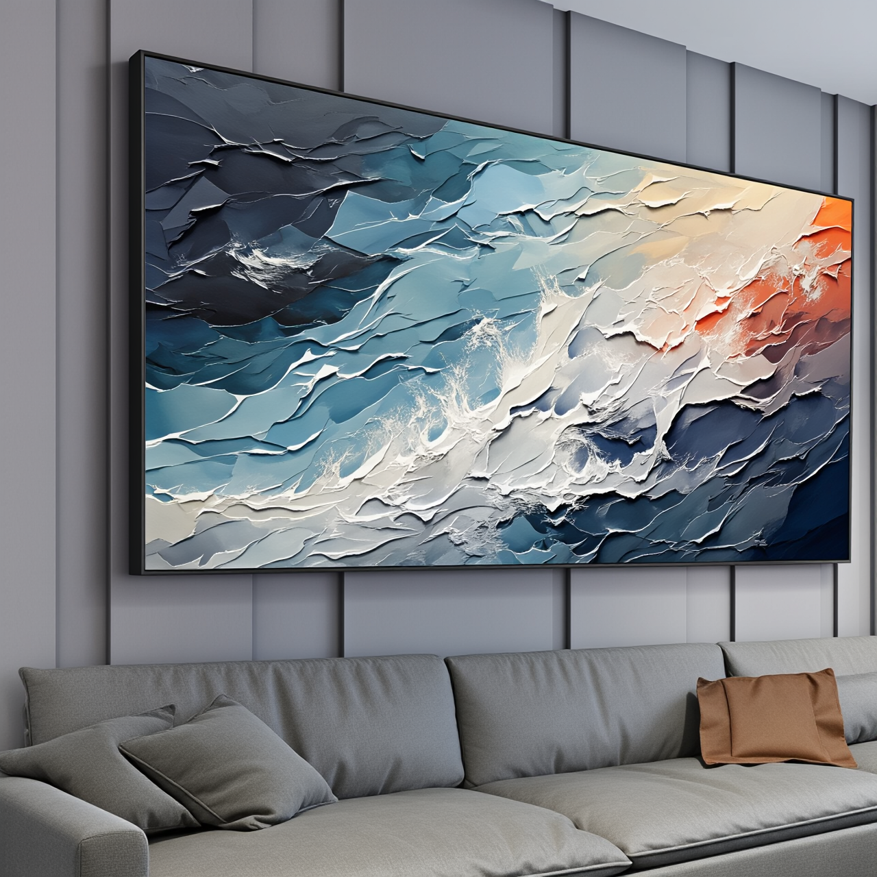 Blue Textured Minimalist Wall Art #BL003