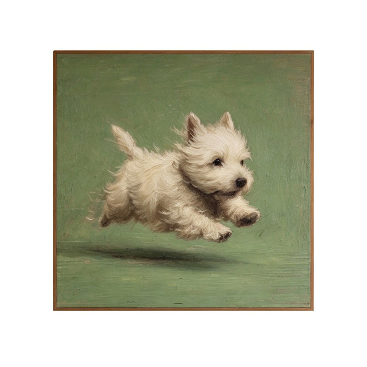 Running White Puppy Wall Art #AN029