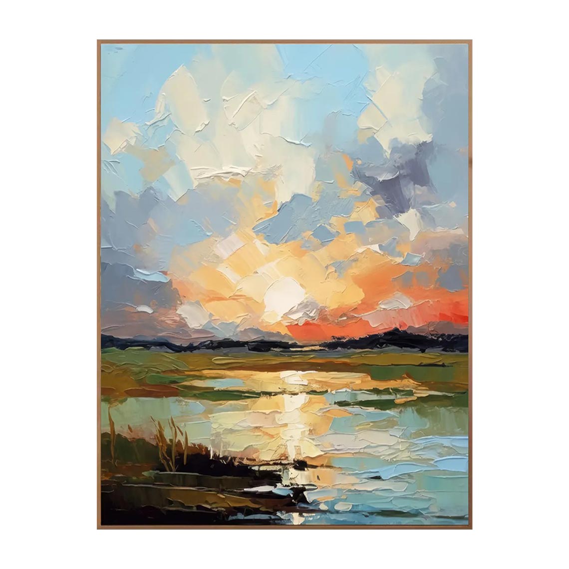 Sunset Lake Landscape Wall Art #LS063