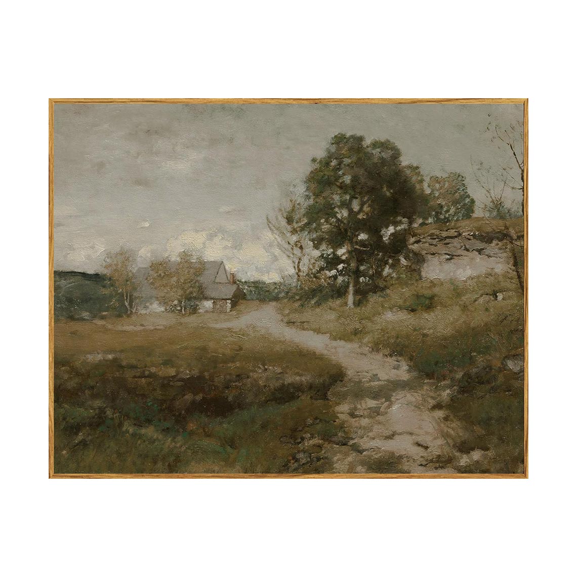Vintage Countryside Cottage Landscape Wall Art #LS075