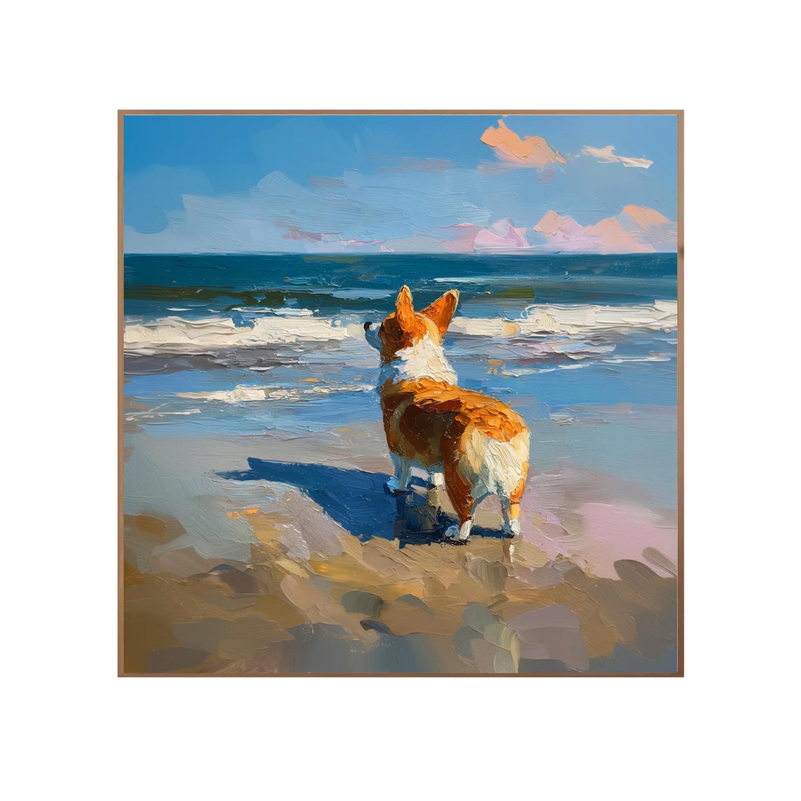 Corgi by the Sea Wall Art #AN024