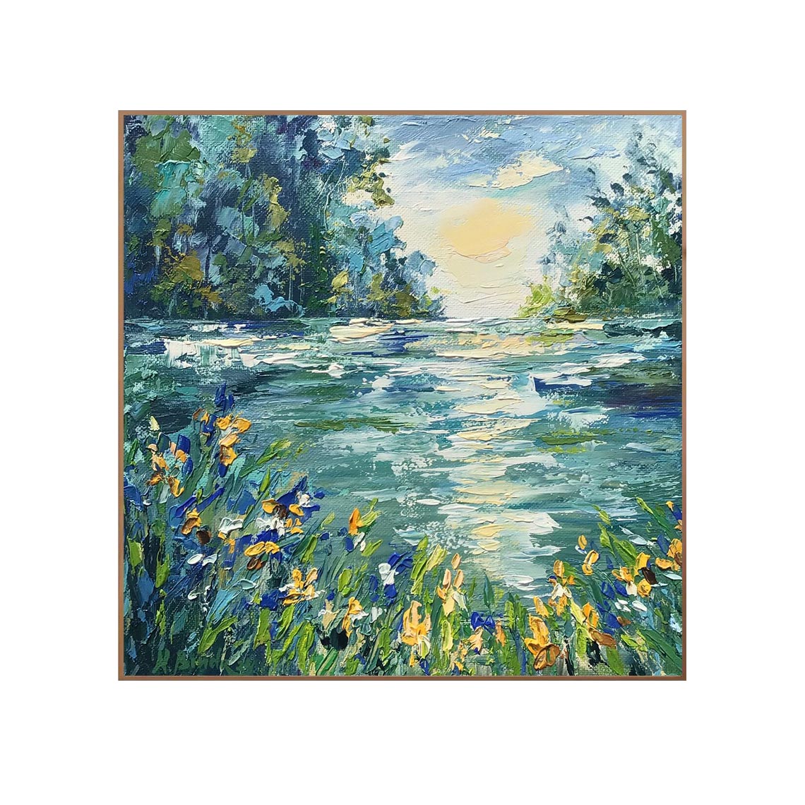 Impressionist Riverside Iris Flowers Wall Art #LS066
