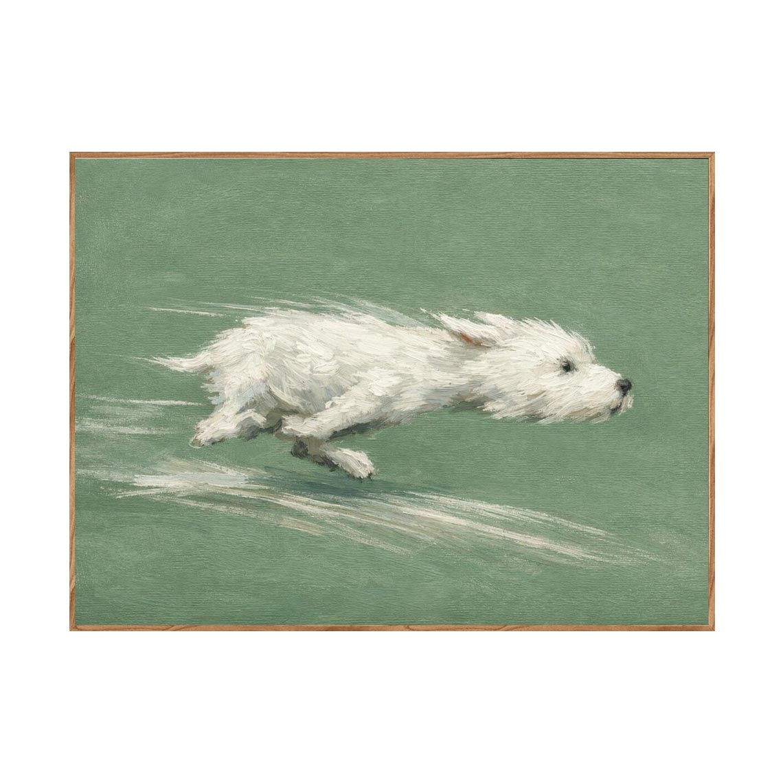 Running White Dog Wall Art #AN009