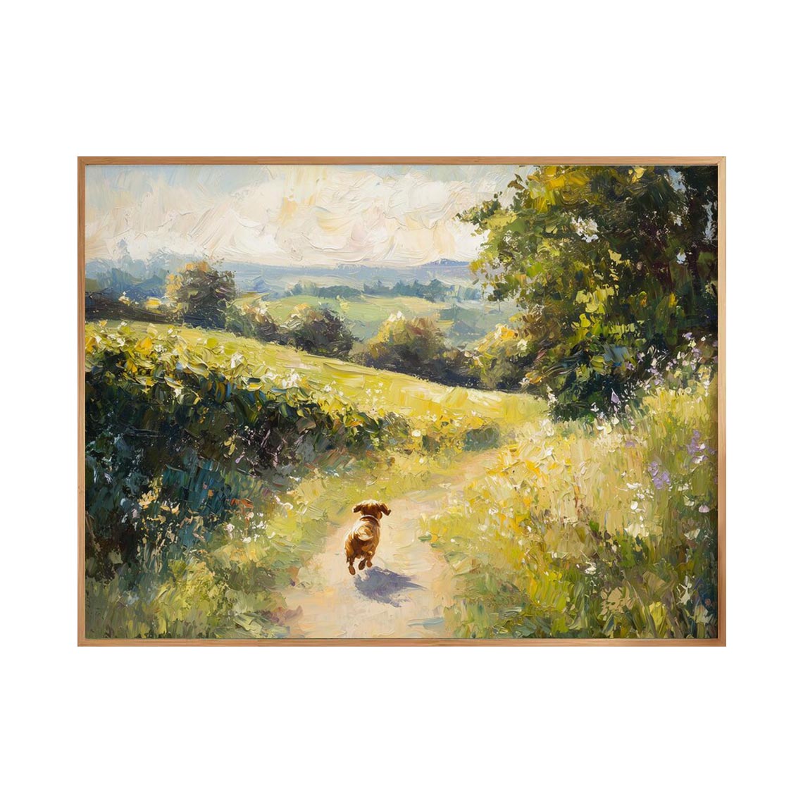 Dog on a Sunny Country Path Wall Art #AN005