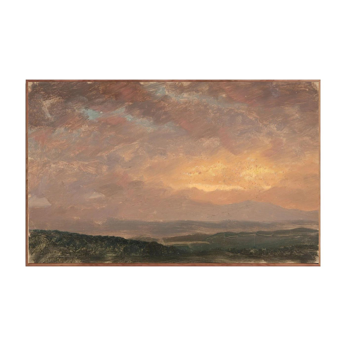 Vintage Sunset Mountain Landscape Wall Art #LS084