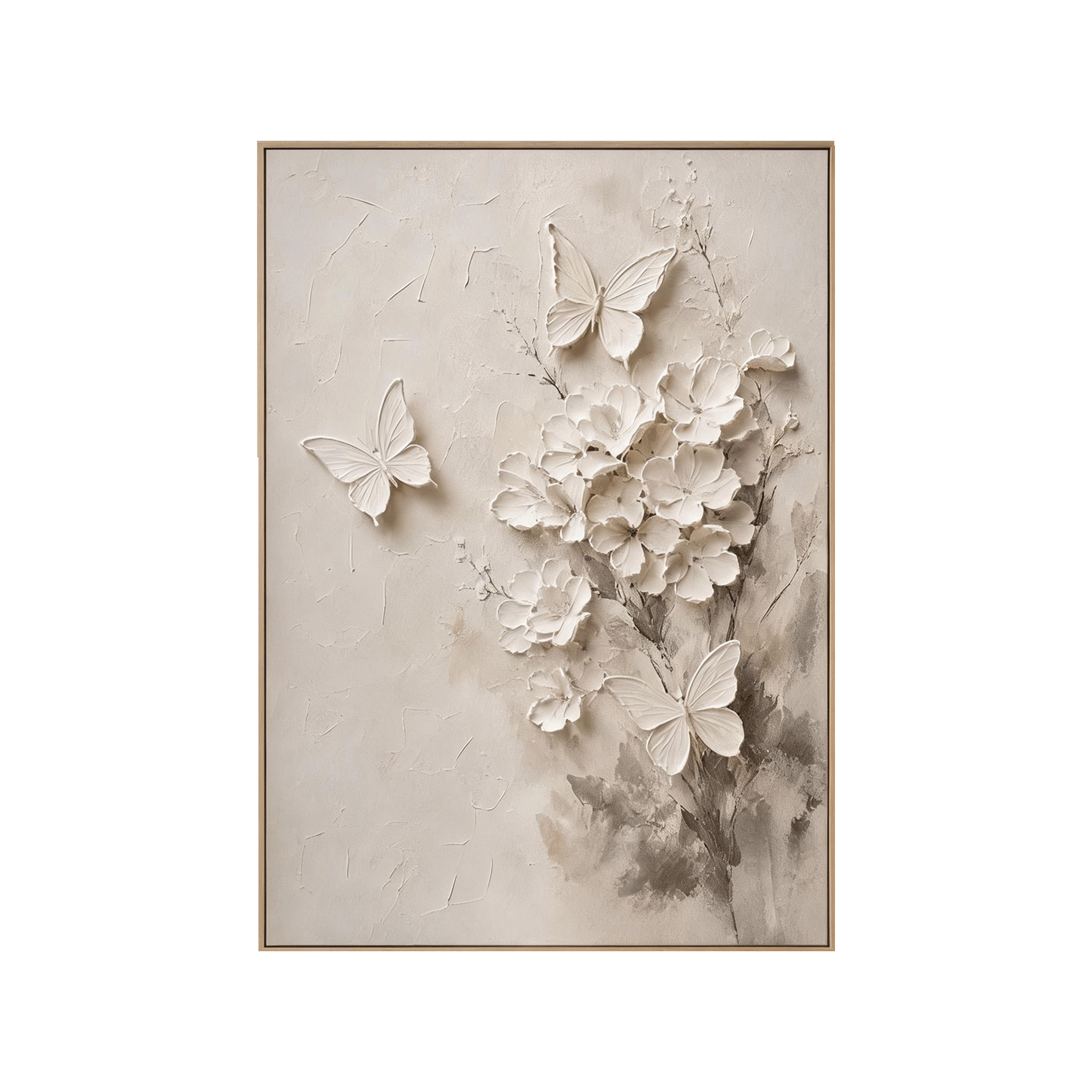 Neutral Butterfly Floral Wall Art #FL053