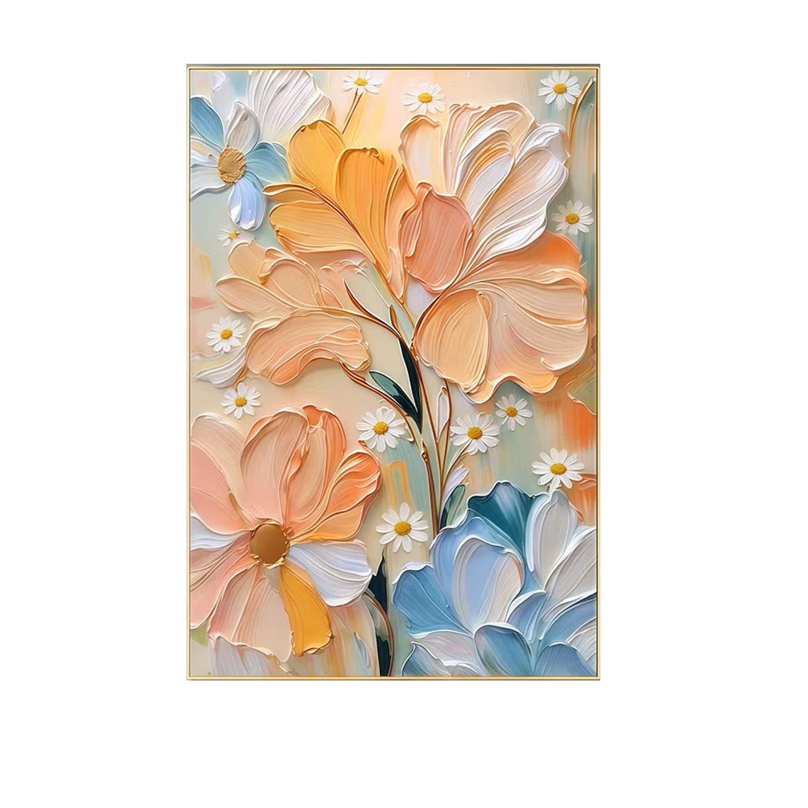 Peach & Blue Floral Wall Art #FL047