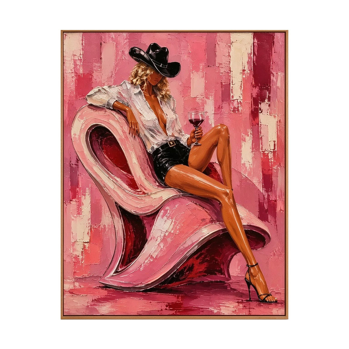 Pink Rodeo – Heavy Impasto Whimsical Figurative Painting #CA001