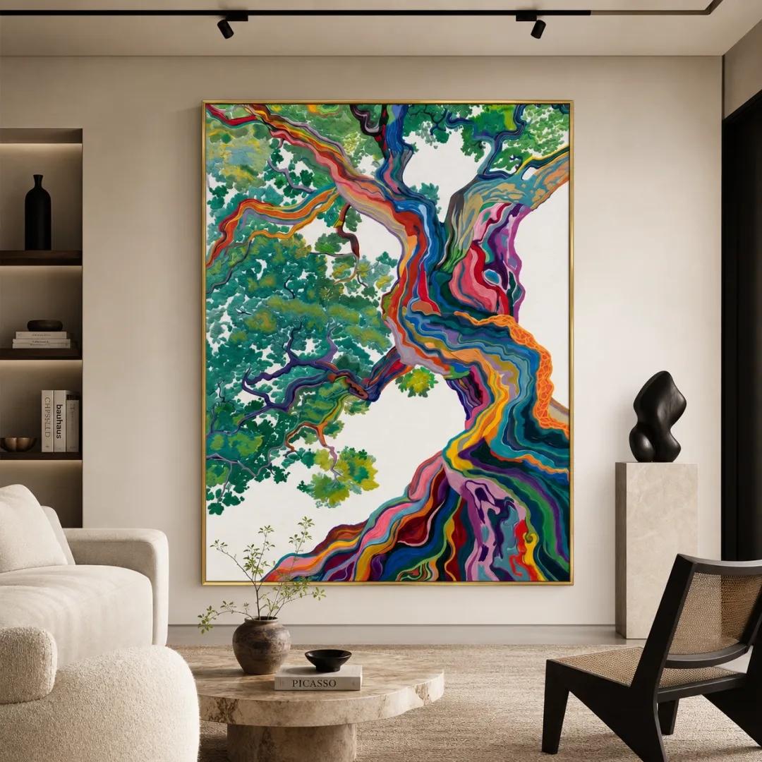 Rainbow Canopy – Vibrant Botanical Painting #CA016