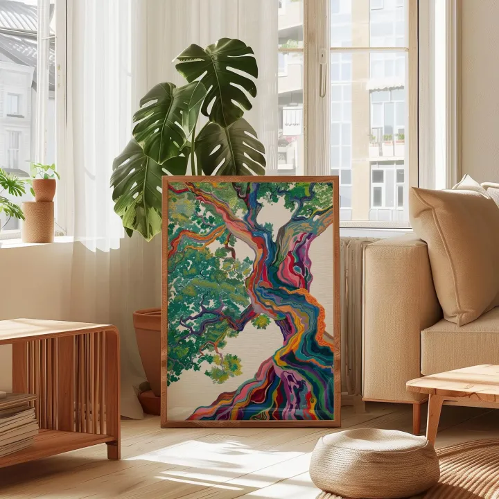 Rainbow Canopy – Vibrant Botanical Painting #CA016