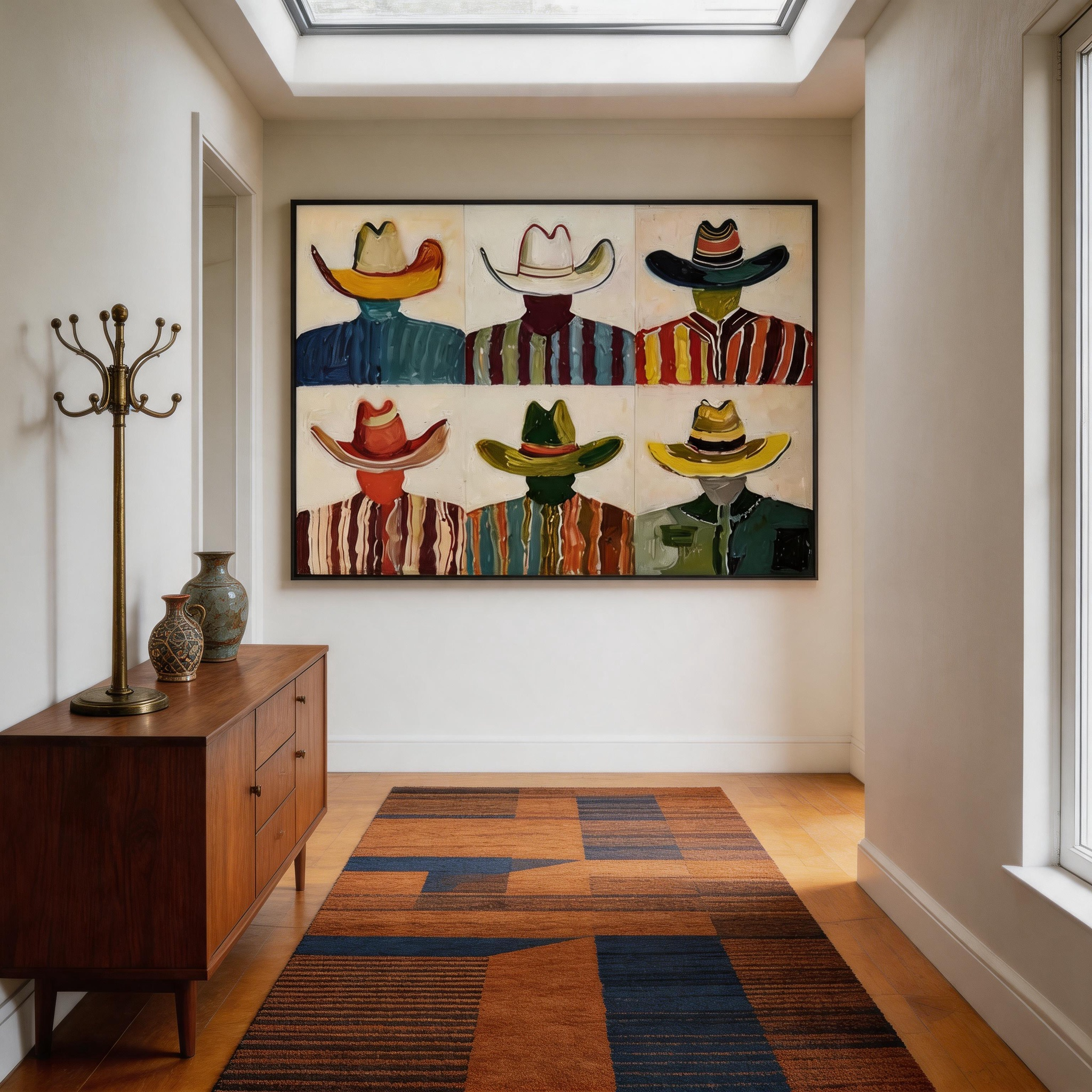 Colorful Cowboy Portrait Wall Art for Modern Western Home Decor #CP043