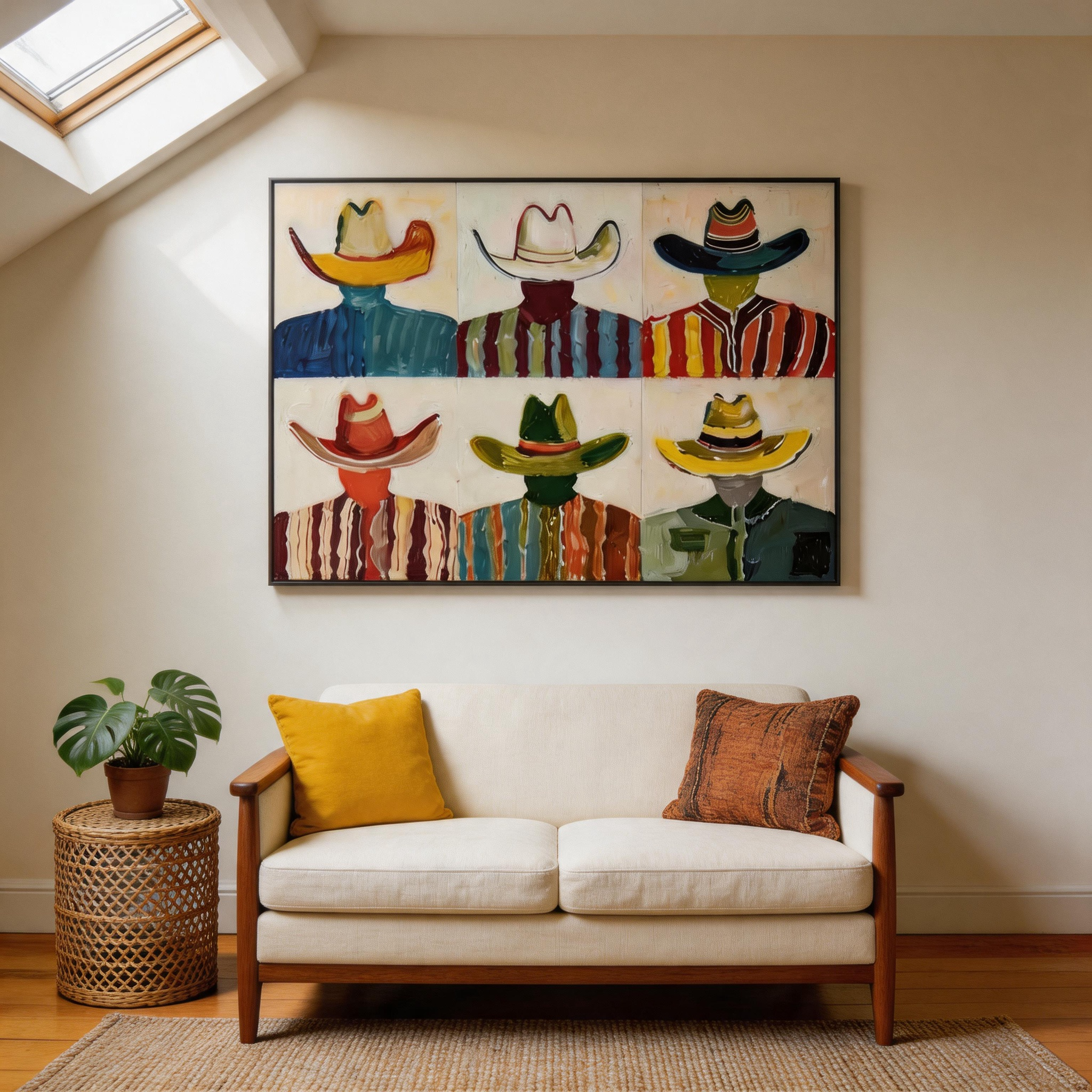Colorful Cowboy Portrait Wall Art for Modern Western Home Decor #CP043