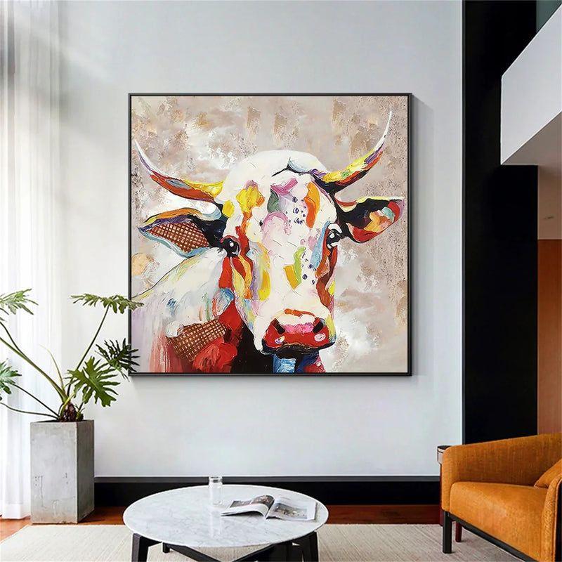 Abstract Animal Art Cow Texture Wall Art #AT027