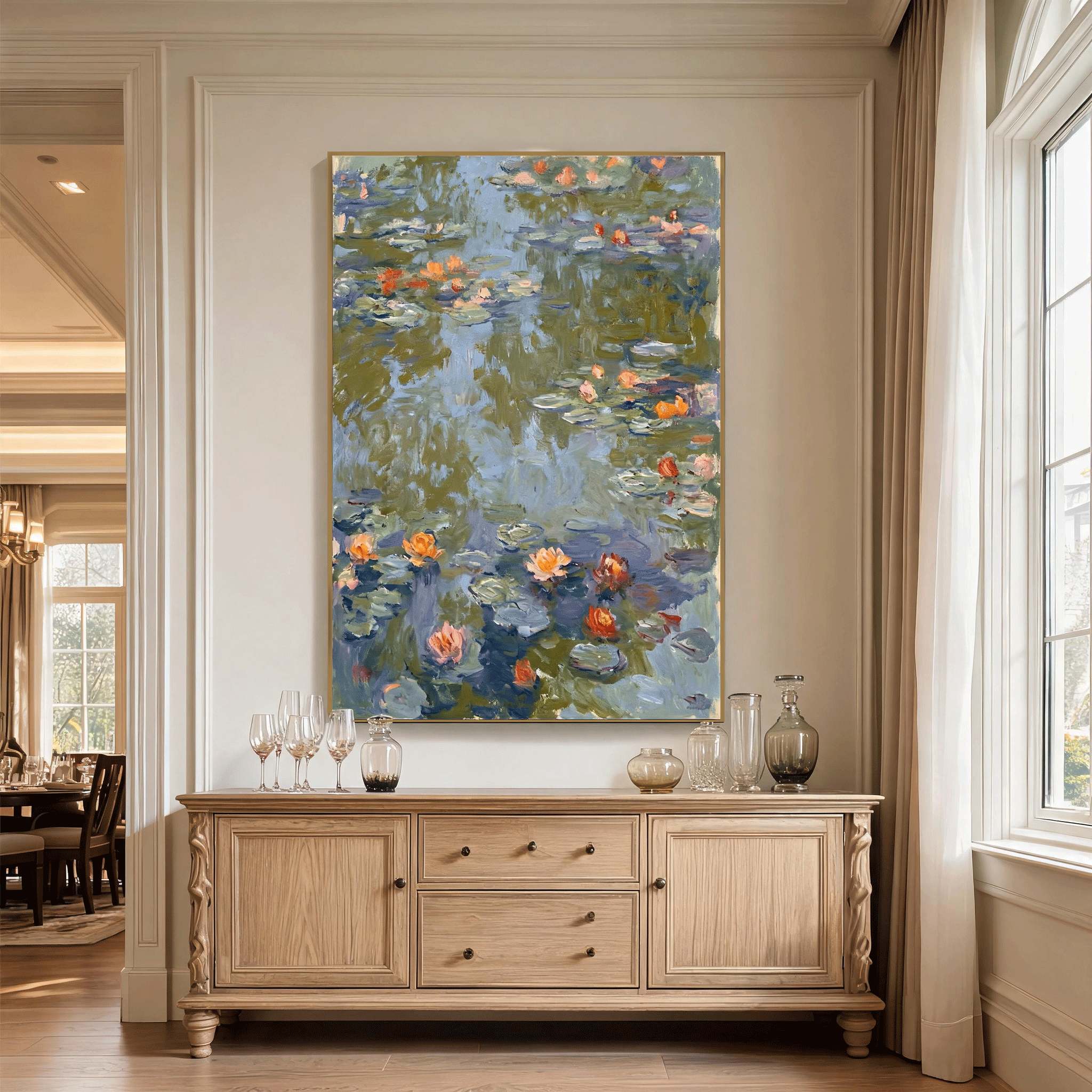 Impressionist Water Lily Pond Wall Art #PL005