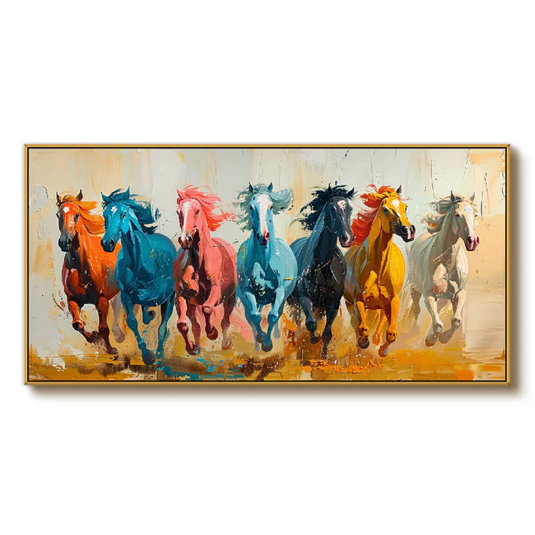 Colorful Running Horses Wall Art #HA004