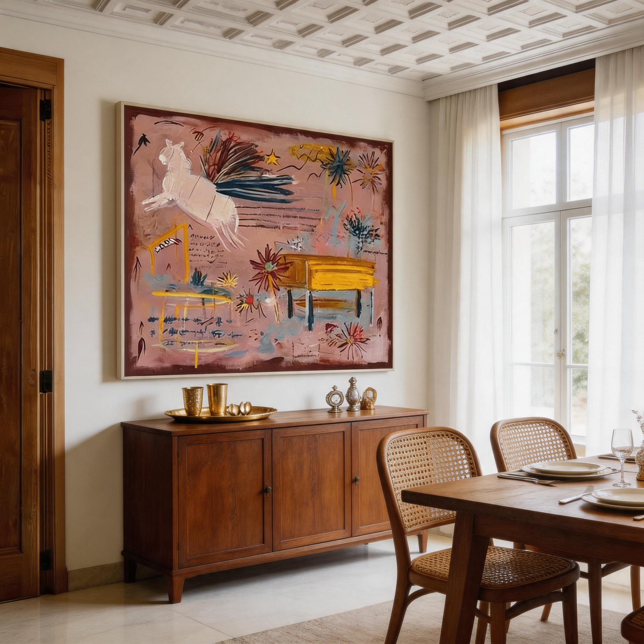 Wild Score — Neo-Expressionist Horse & Piano Canvas Wall Art #HA033