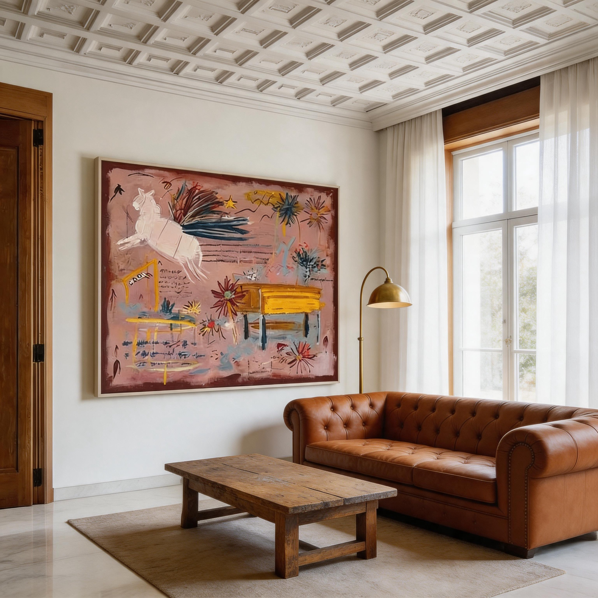 Wild Score — Neo-Expressionist Horse & Piano Canvas Wall Art #HA033
