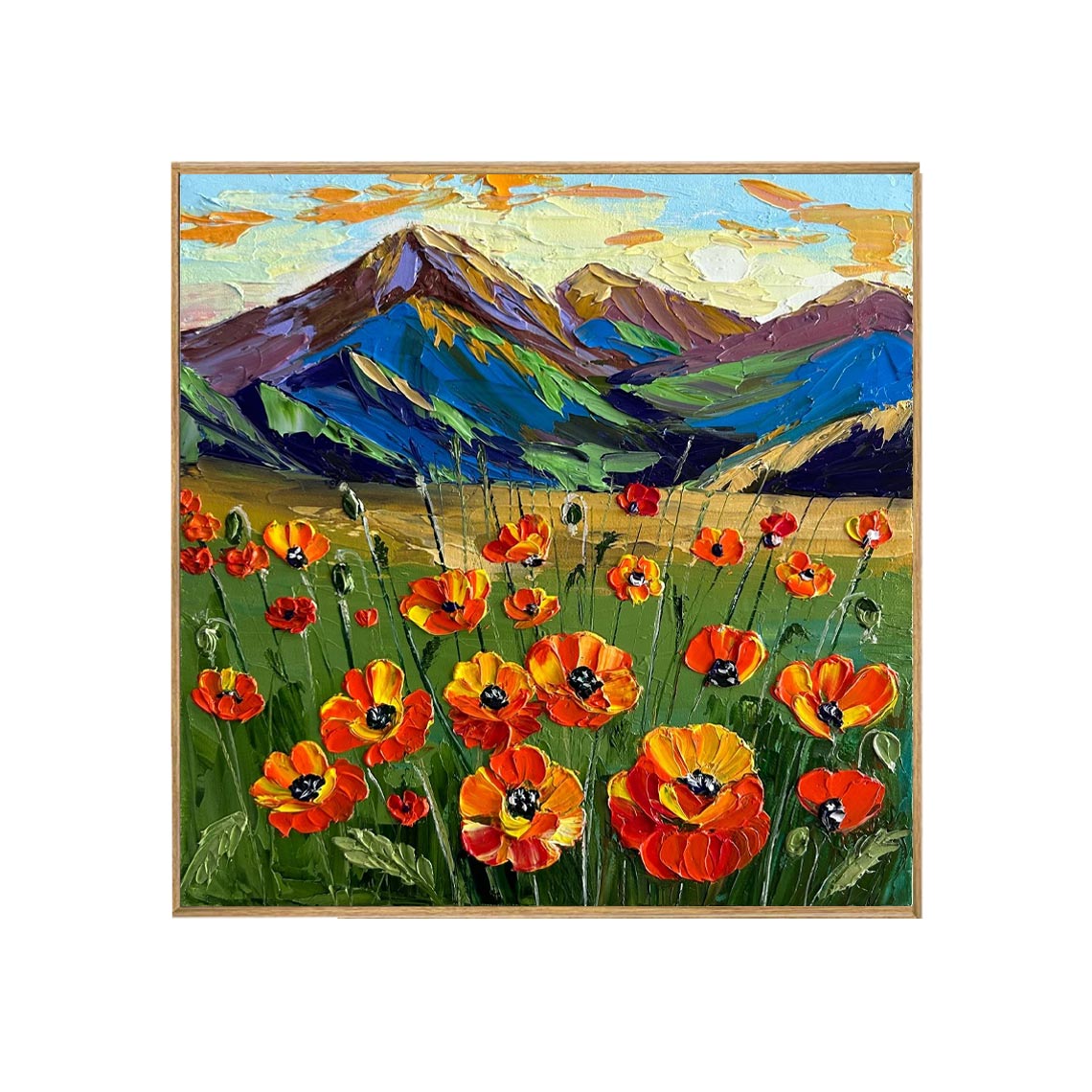 Poppy Mountain Landscape Wall Art #FL079