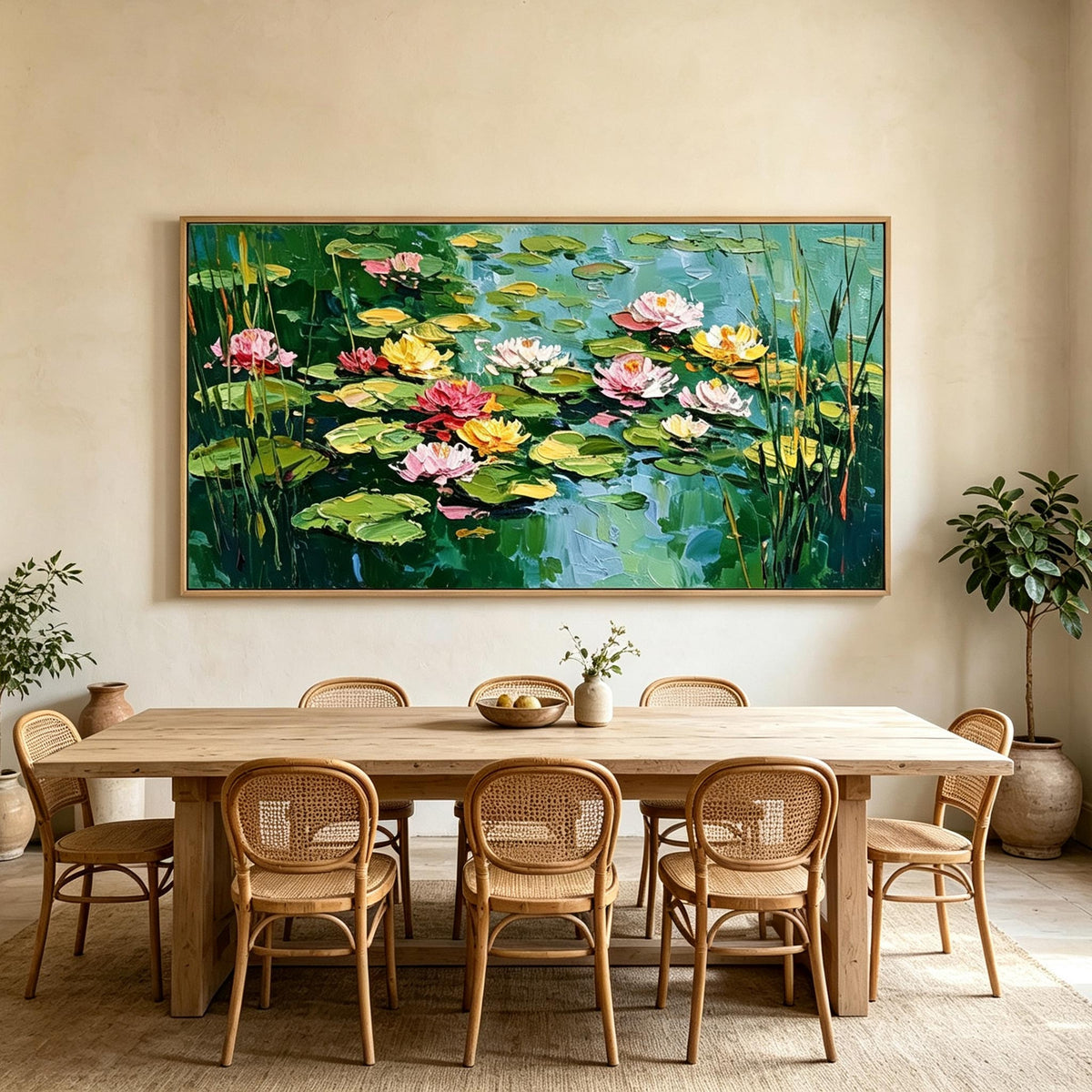 Colorful Water Lily Pond Wall Art #LS052