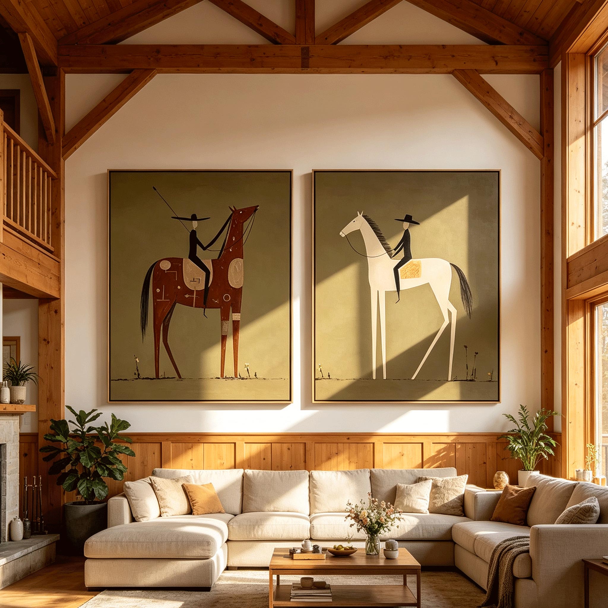 Desert Vanguard – Whimsical Geometric Horse Painting #HA057