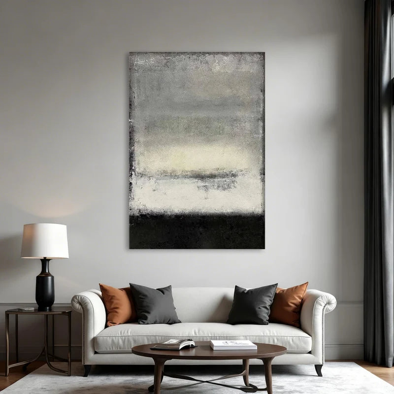 #MA010 Minimalist Neutral Abstract Wall Art – 64"H × 48"W – Stretched Canvas