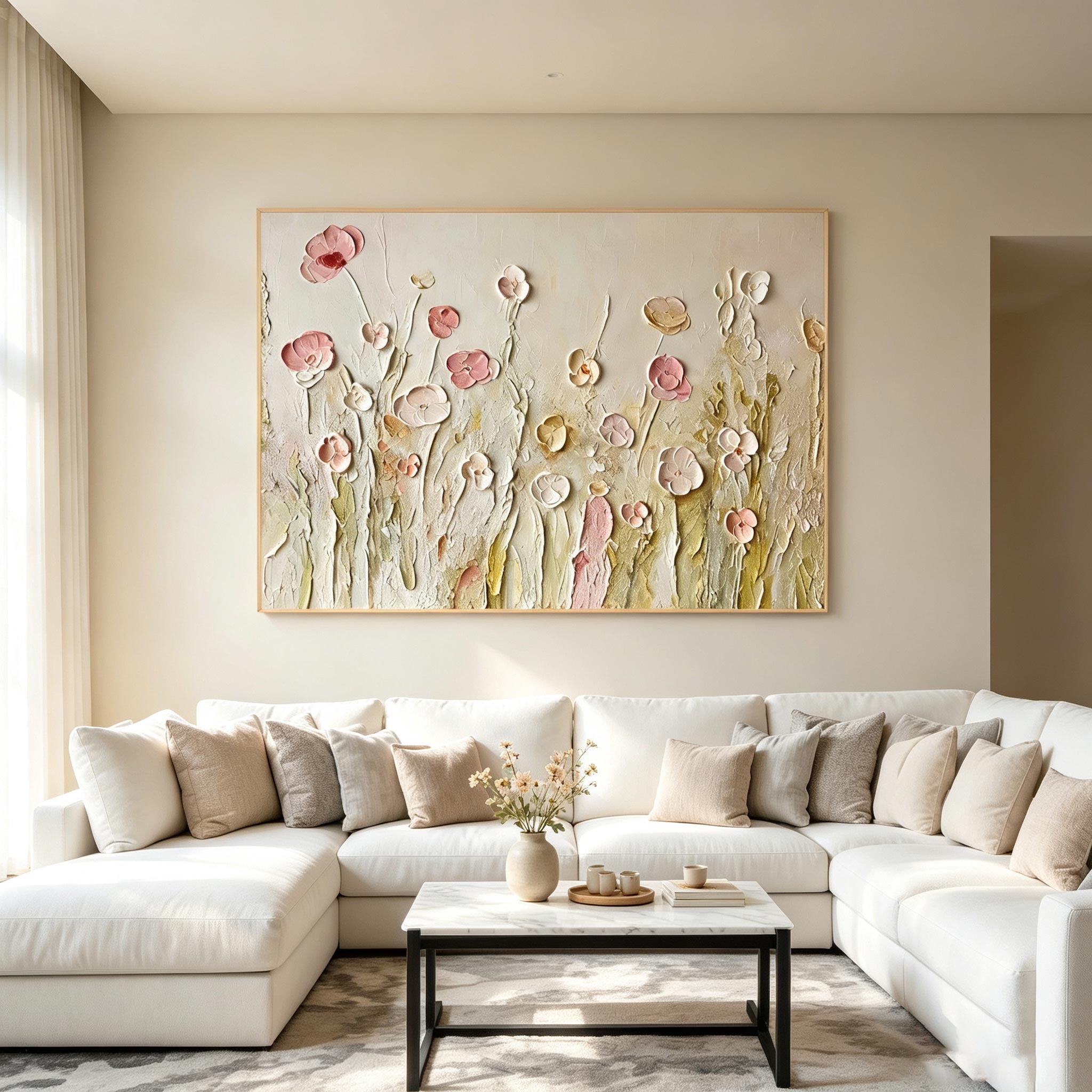 Textured Pink Wildflower Wall Art #FL071