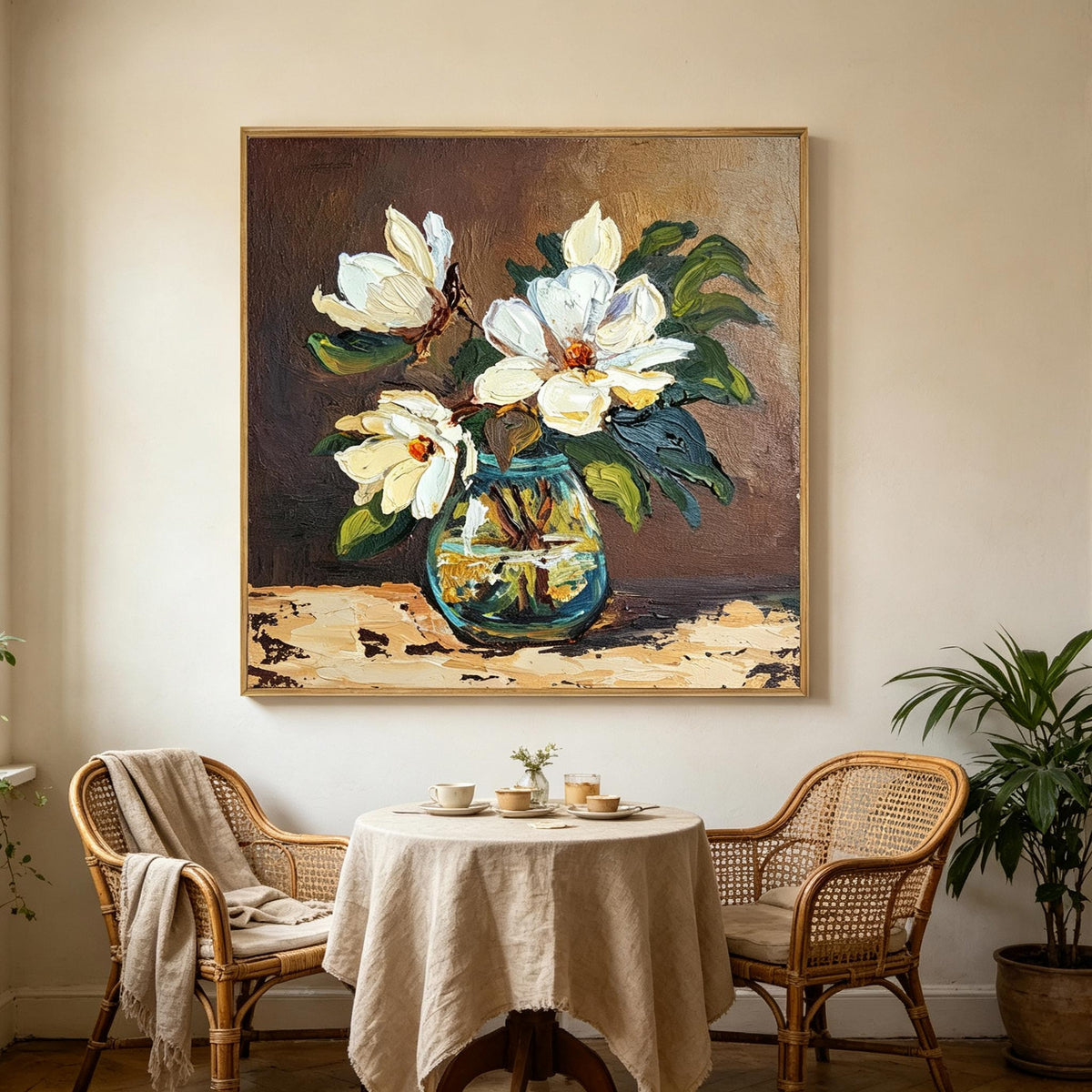 White Magnolia Vase Wall Art #FL073