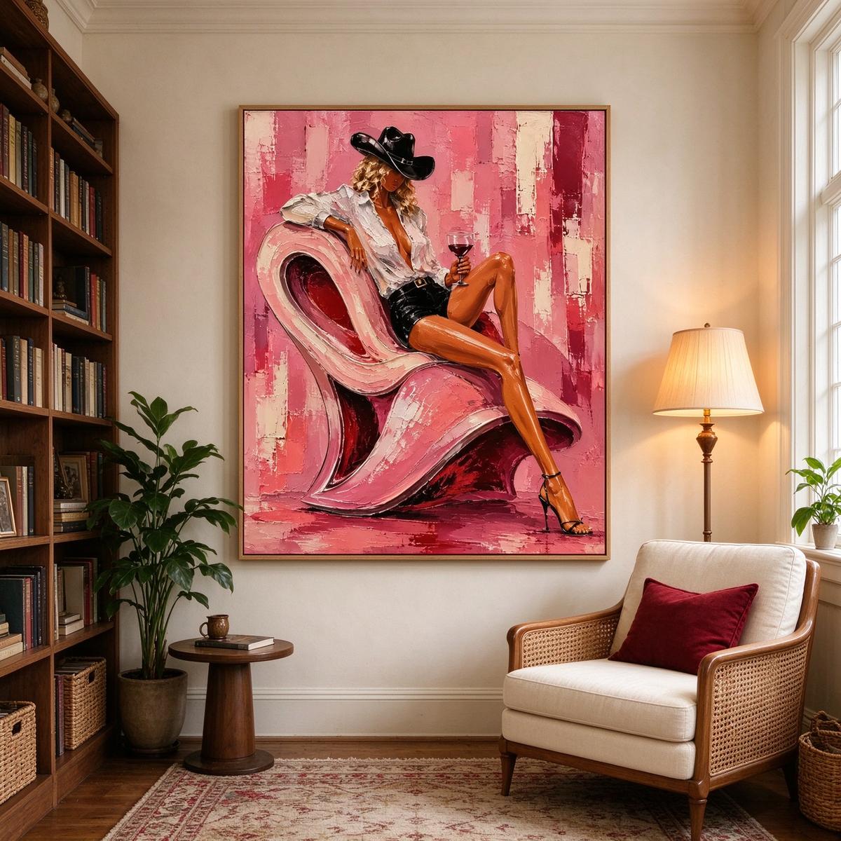 Pink Rodeo – Heavy Impasto Whimsical Figurative Painting #CA001