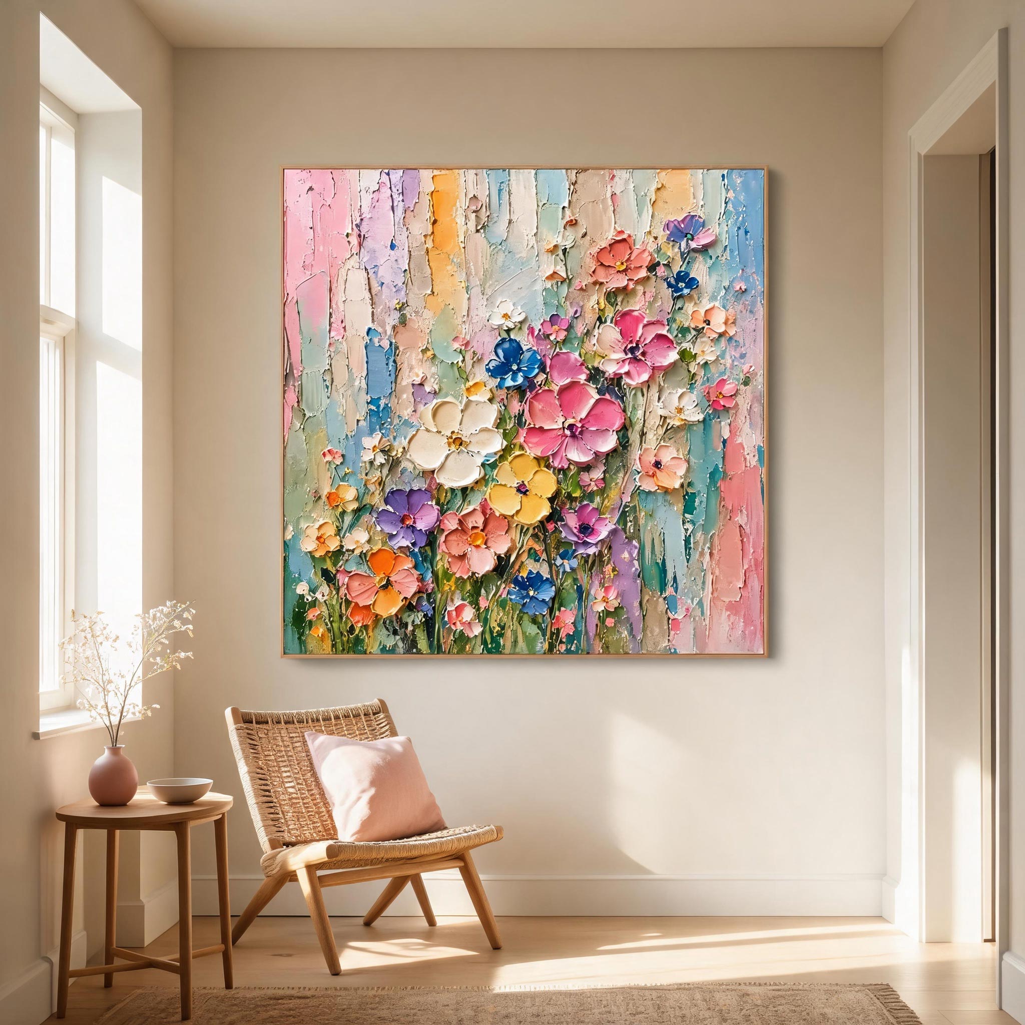 Textured Pastel Floral Wall Art #FL037