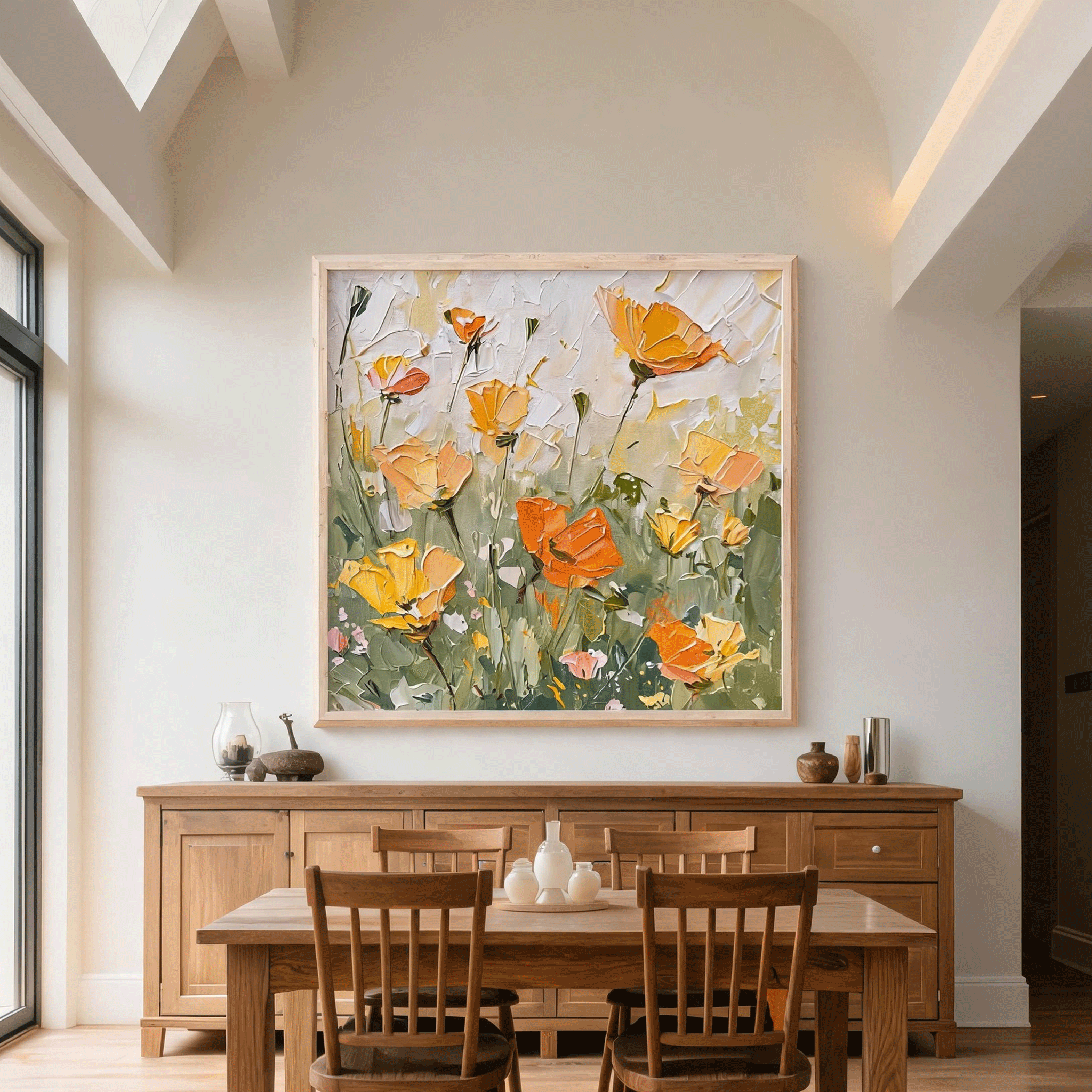 Orange Poppy Floral Wall Art #FL068