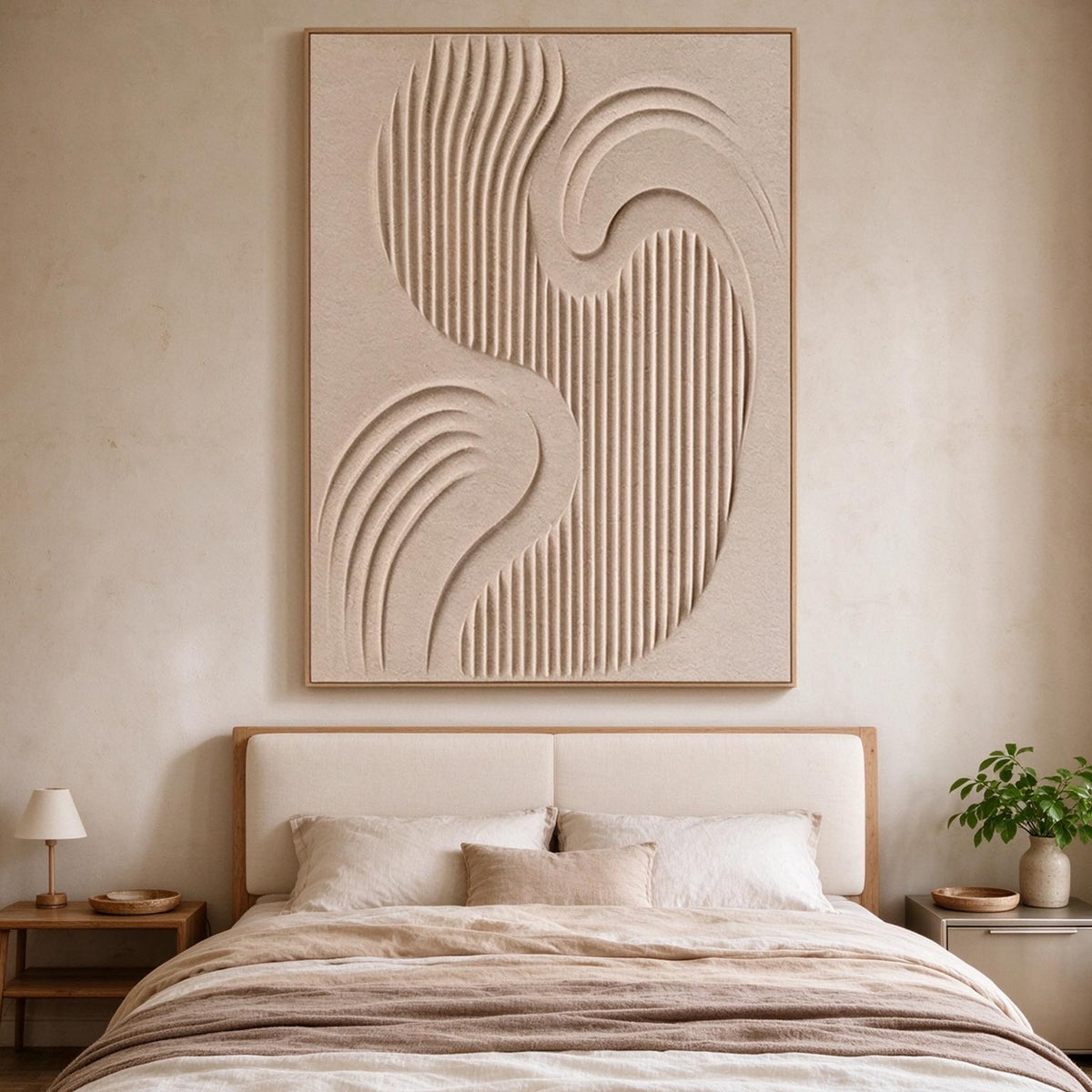 Sand Ripple – 3D Textured Minimalist Plaster Art #CA005
