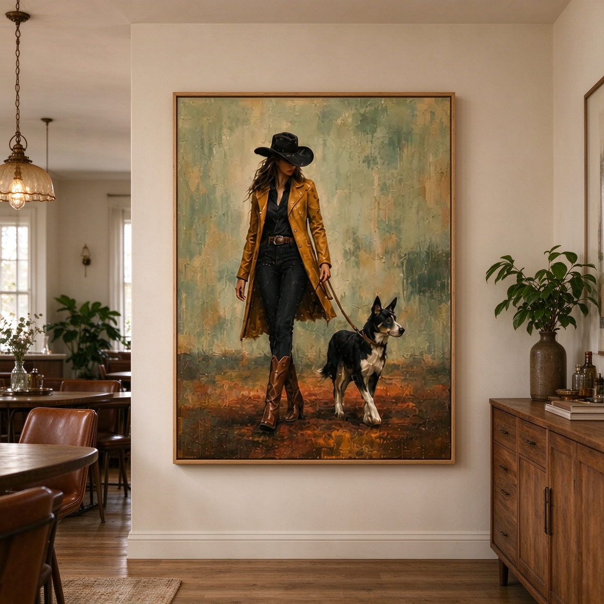 Golden Coat Walk – Impasto Figurative Painting #CA004