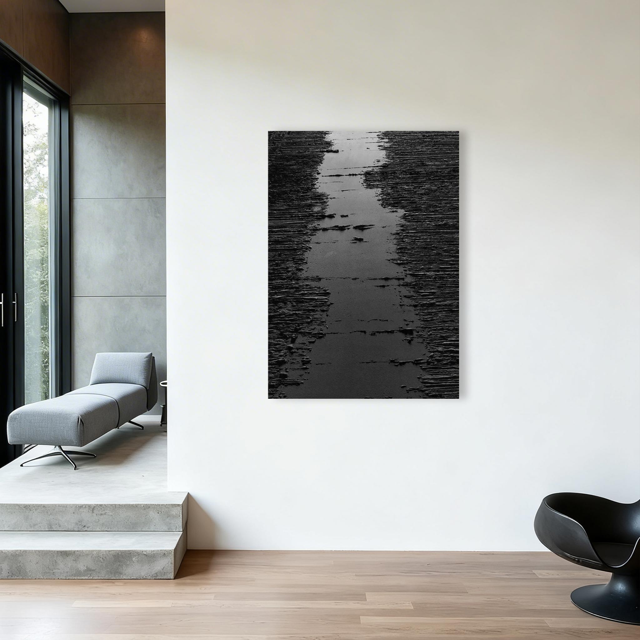 Black and White Minimalist Abstract Wall Art #MA019