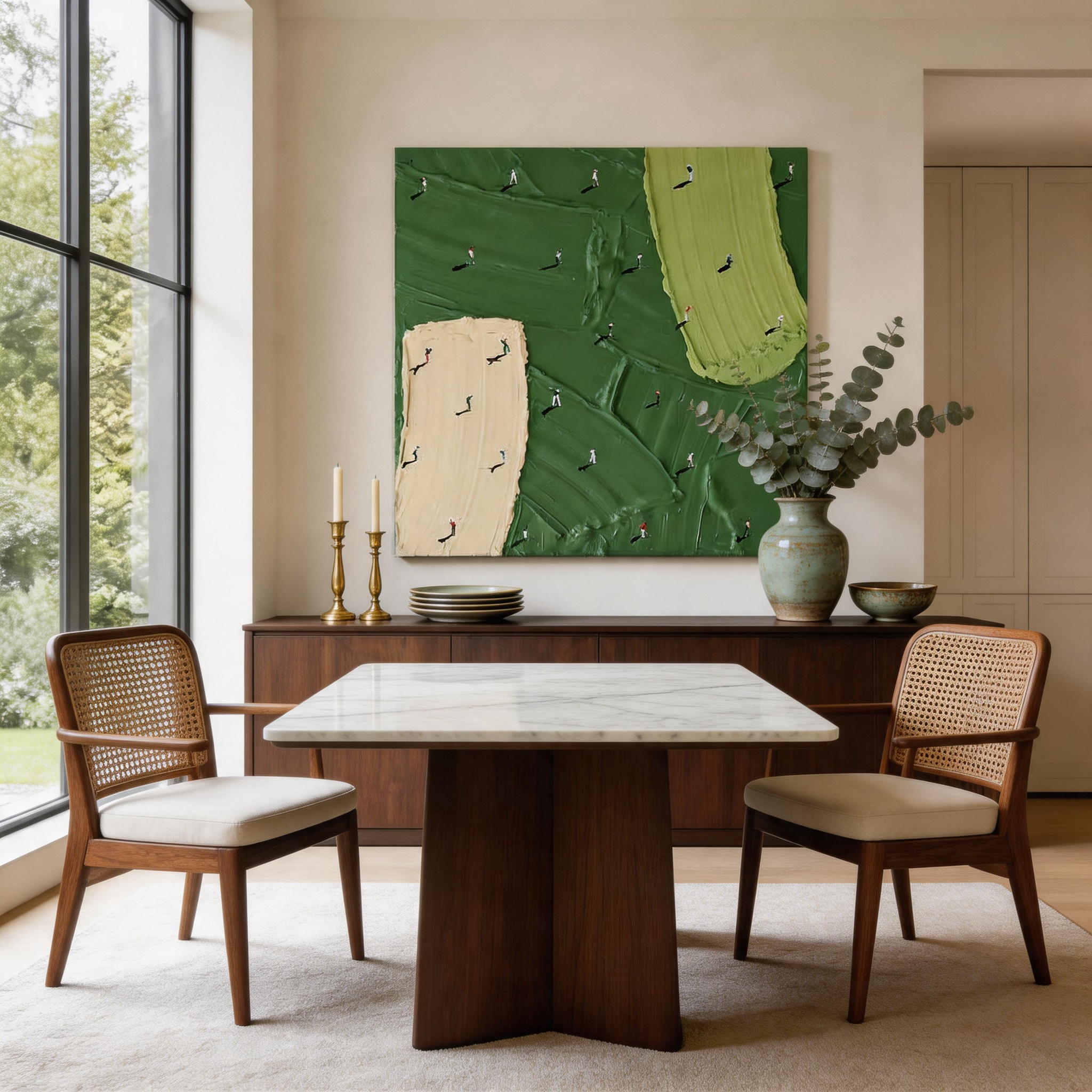 The 18th Hole — Abstract Golf Course Impasto Canvas Wall Art #CP039