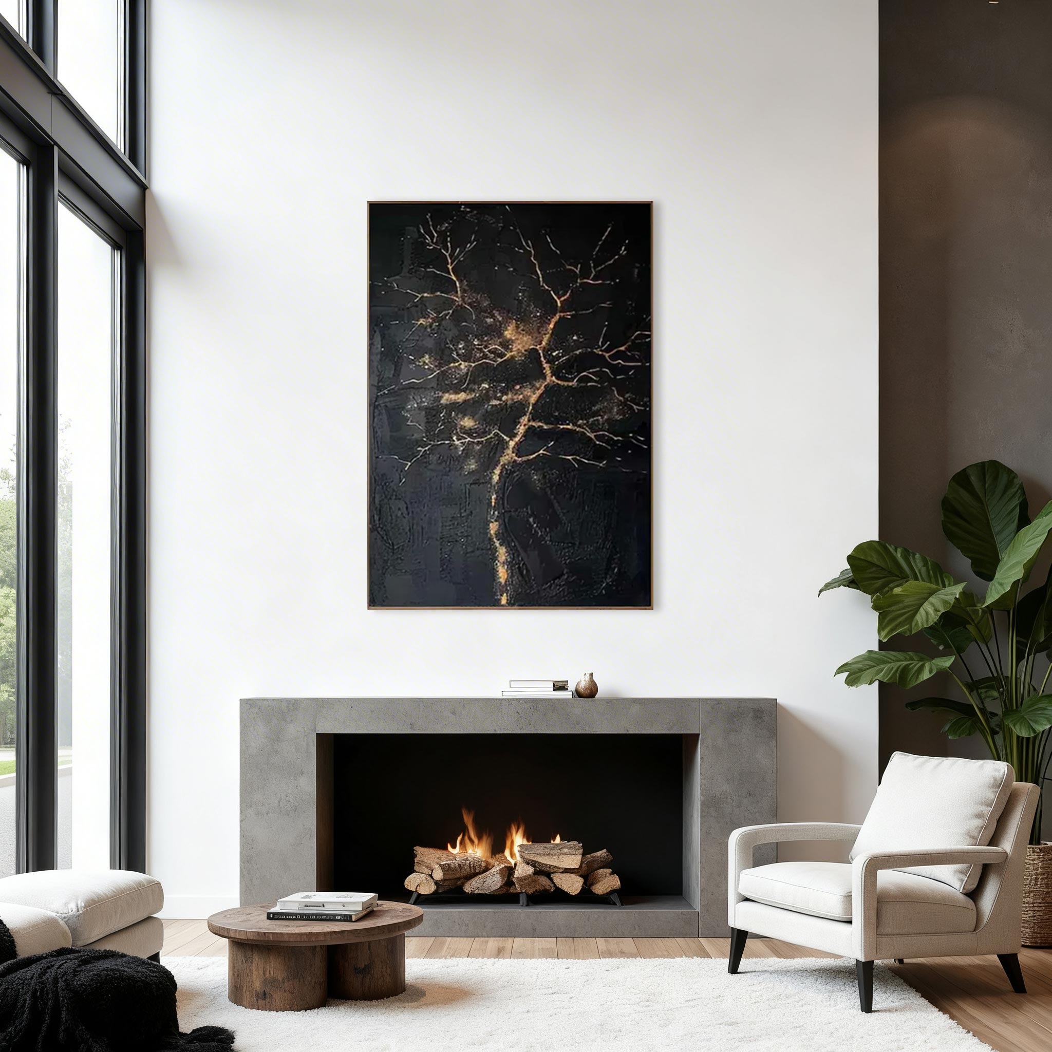 Black and Gold Abstract Wall Art Canvas #MA021