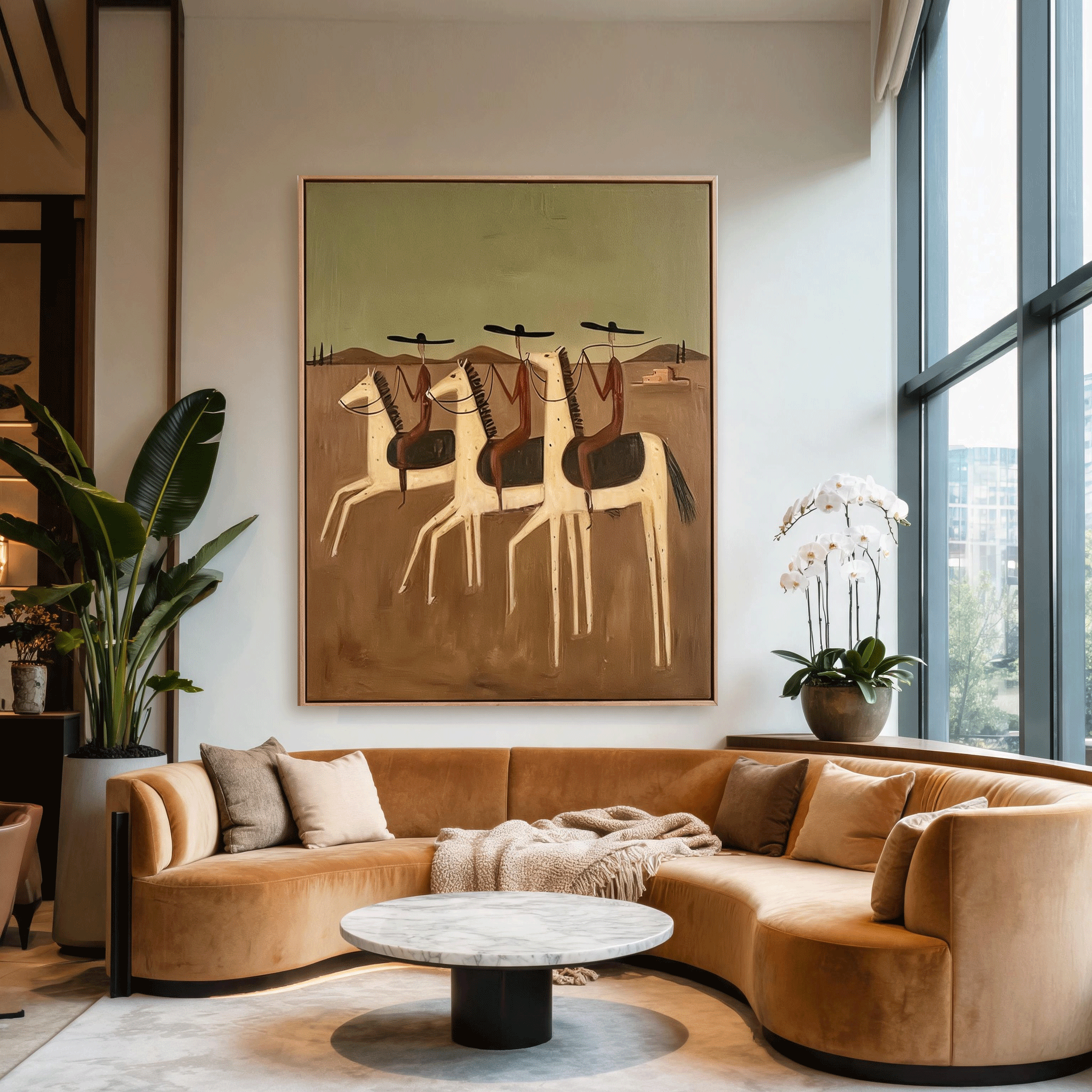 Western Horse Rider Wall Art | Hand-Painted Oil Painting #HA054