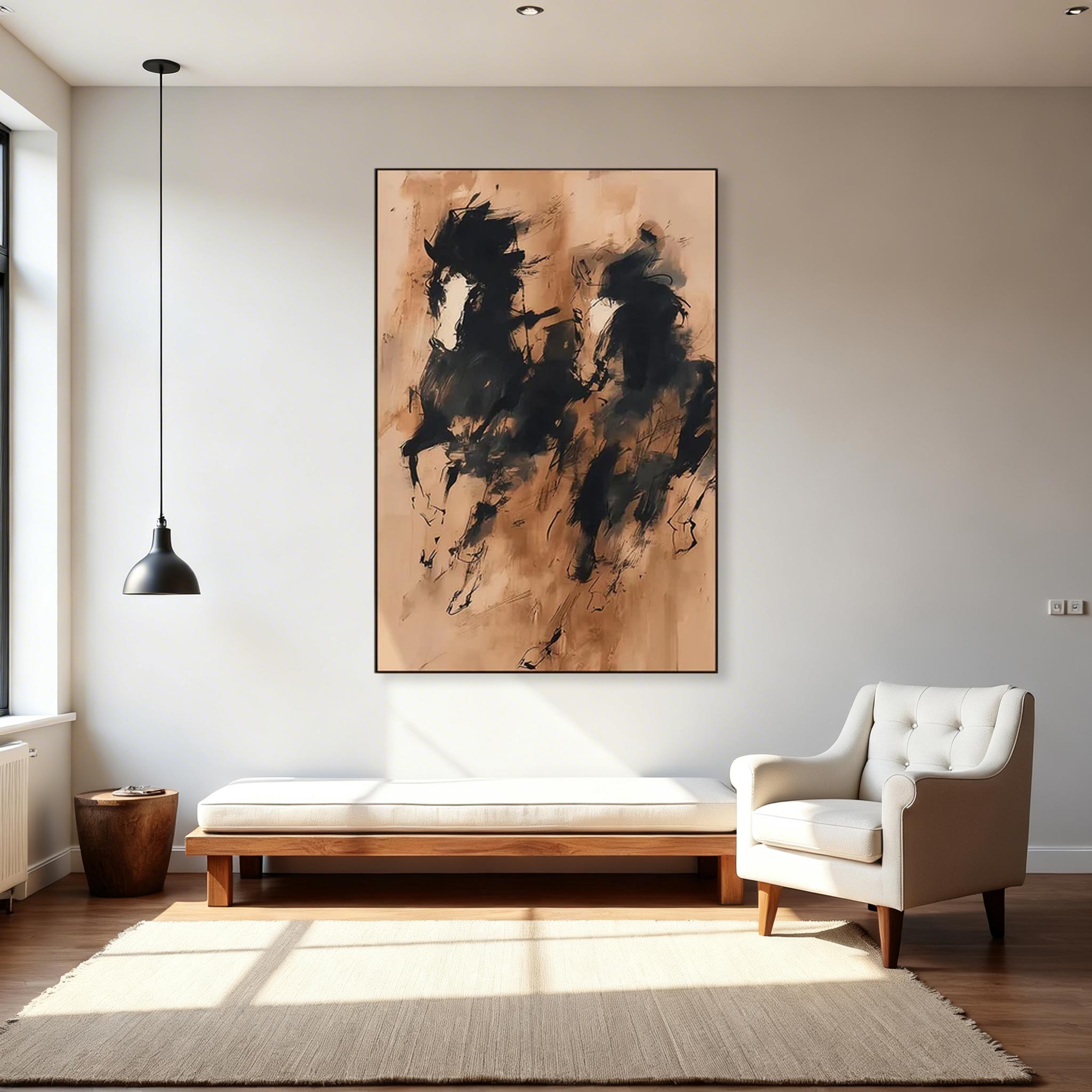 Abstract Two Horses Canvas Wall Art #HA013