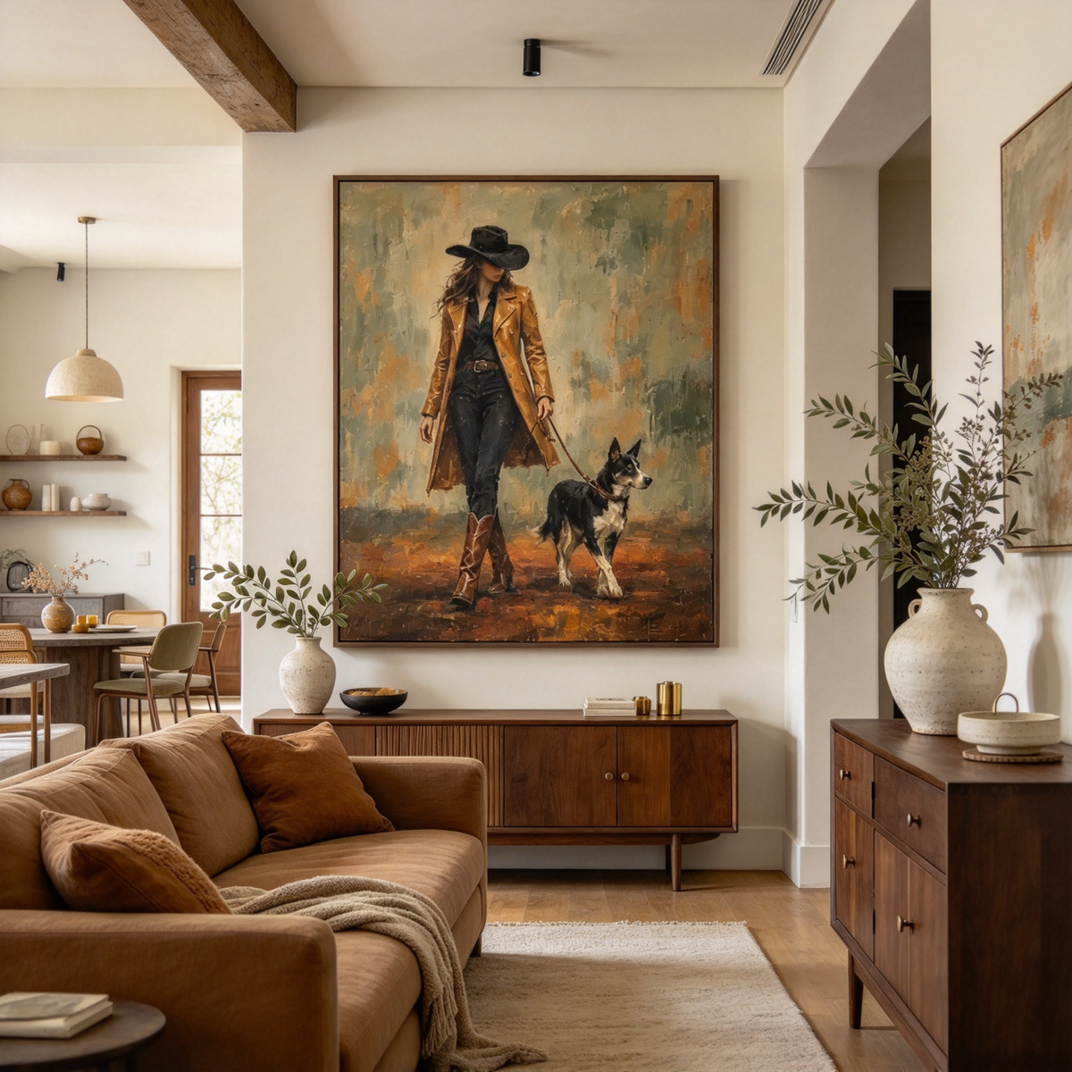 Golden Coat Walk – Impasto Figurative Painting #CA004