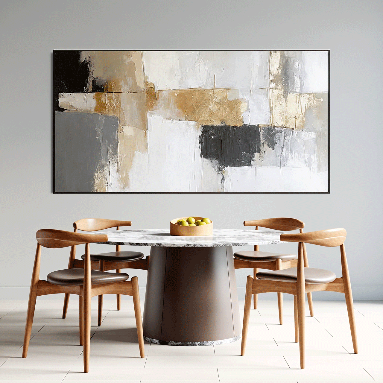Modern Abstract Wall Art Painting - Gold, Black #AB014