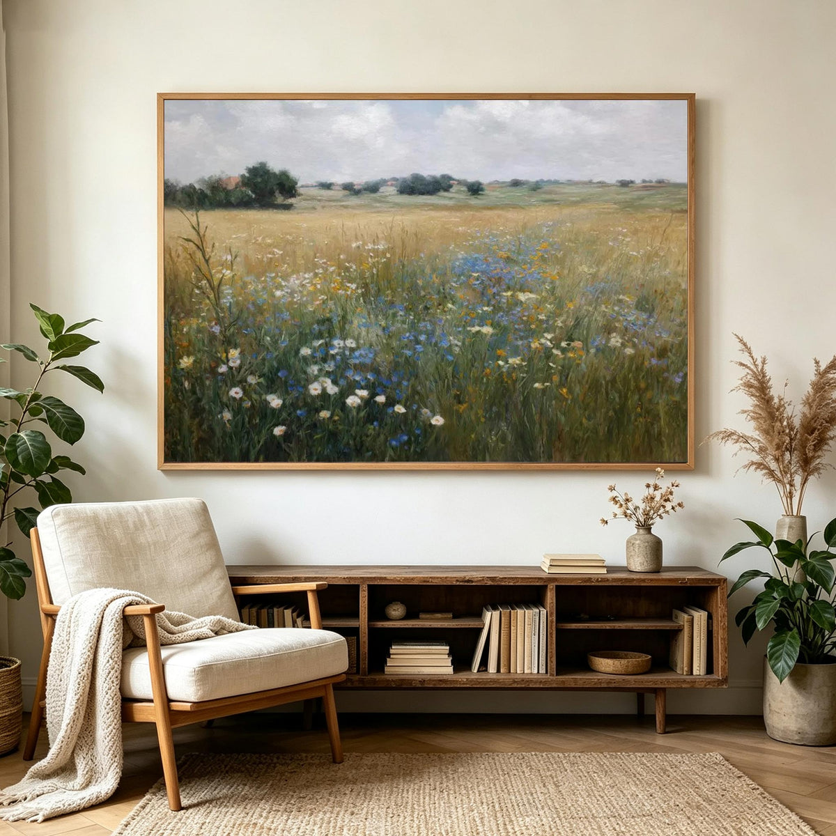 Blue Wildflower Meadow Wall Art #FL066