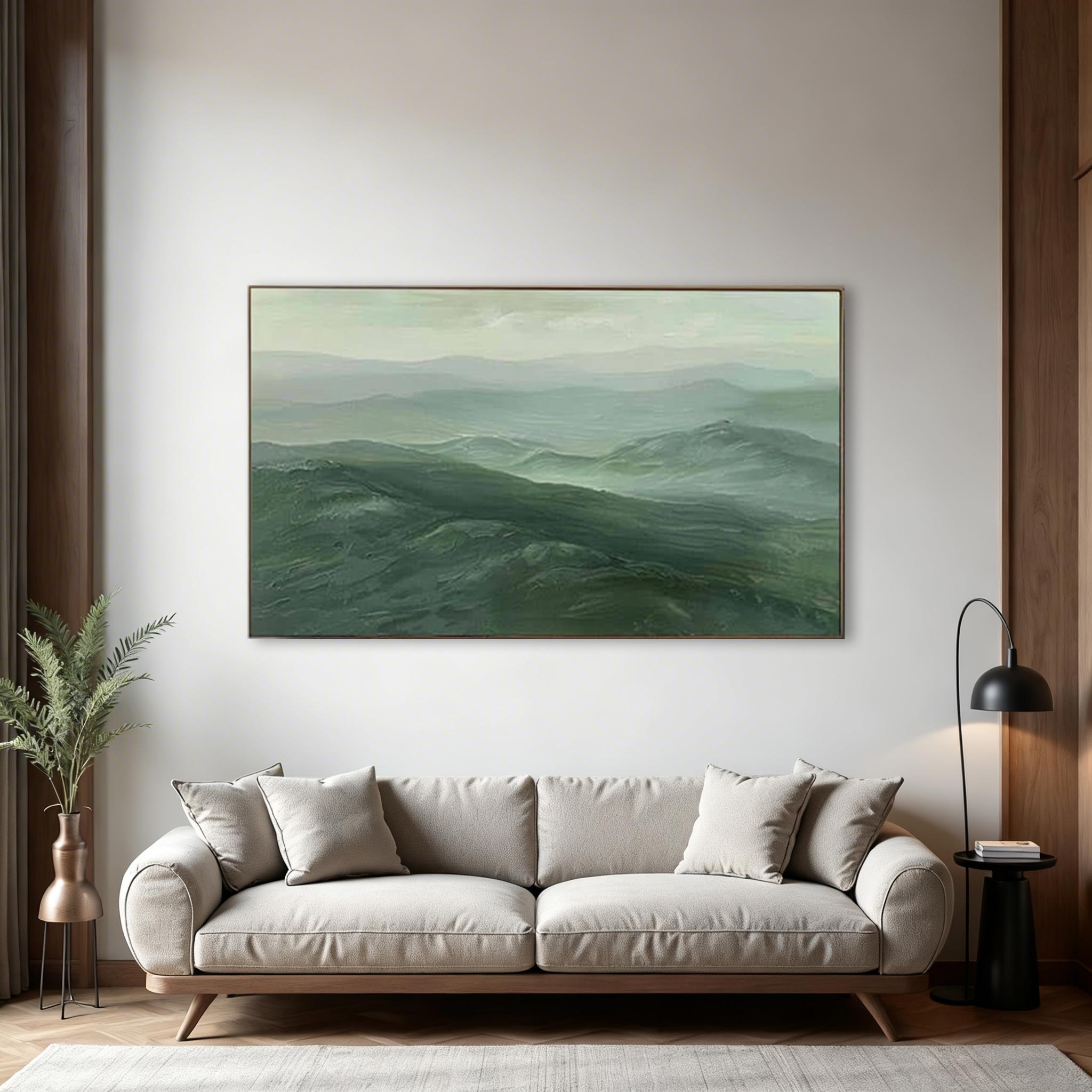 Misty Green Mountain Wall Art #MA008