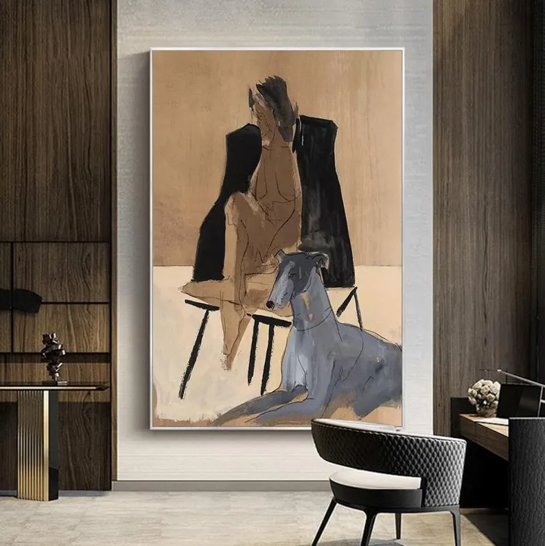 Abstract Dark Forest Figure Wall Art – Contemporary Canvas Painting #CP015