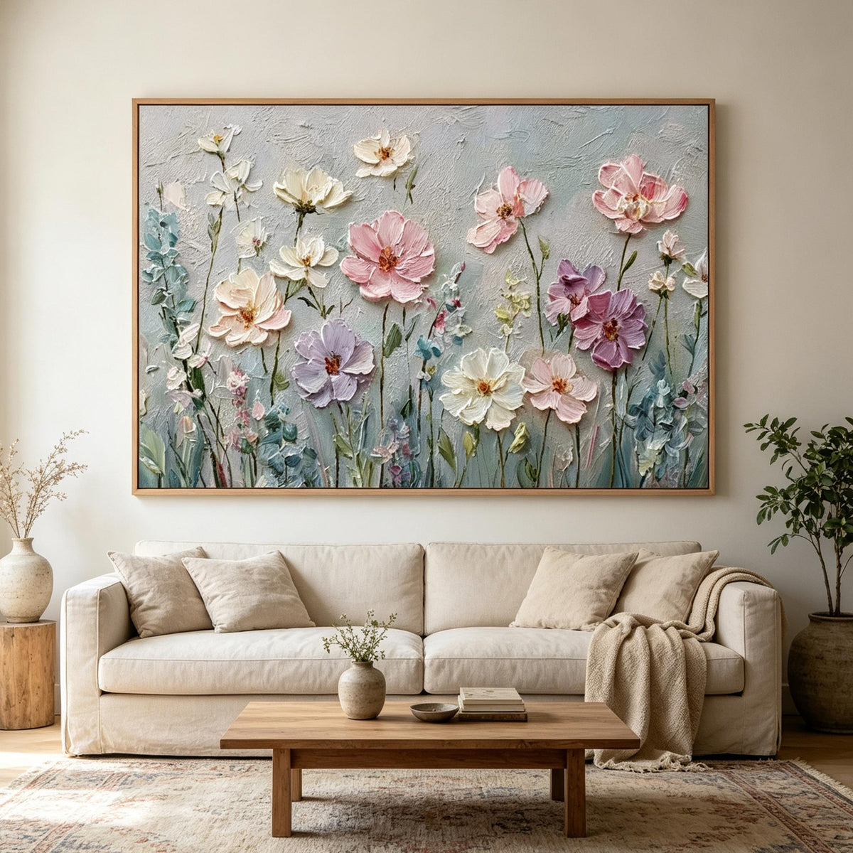 Pastel Wildflower Meadow Wall Art #FL063
